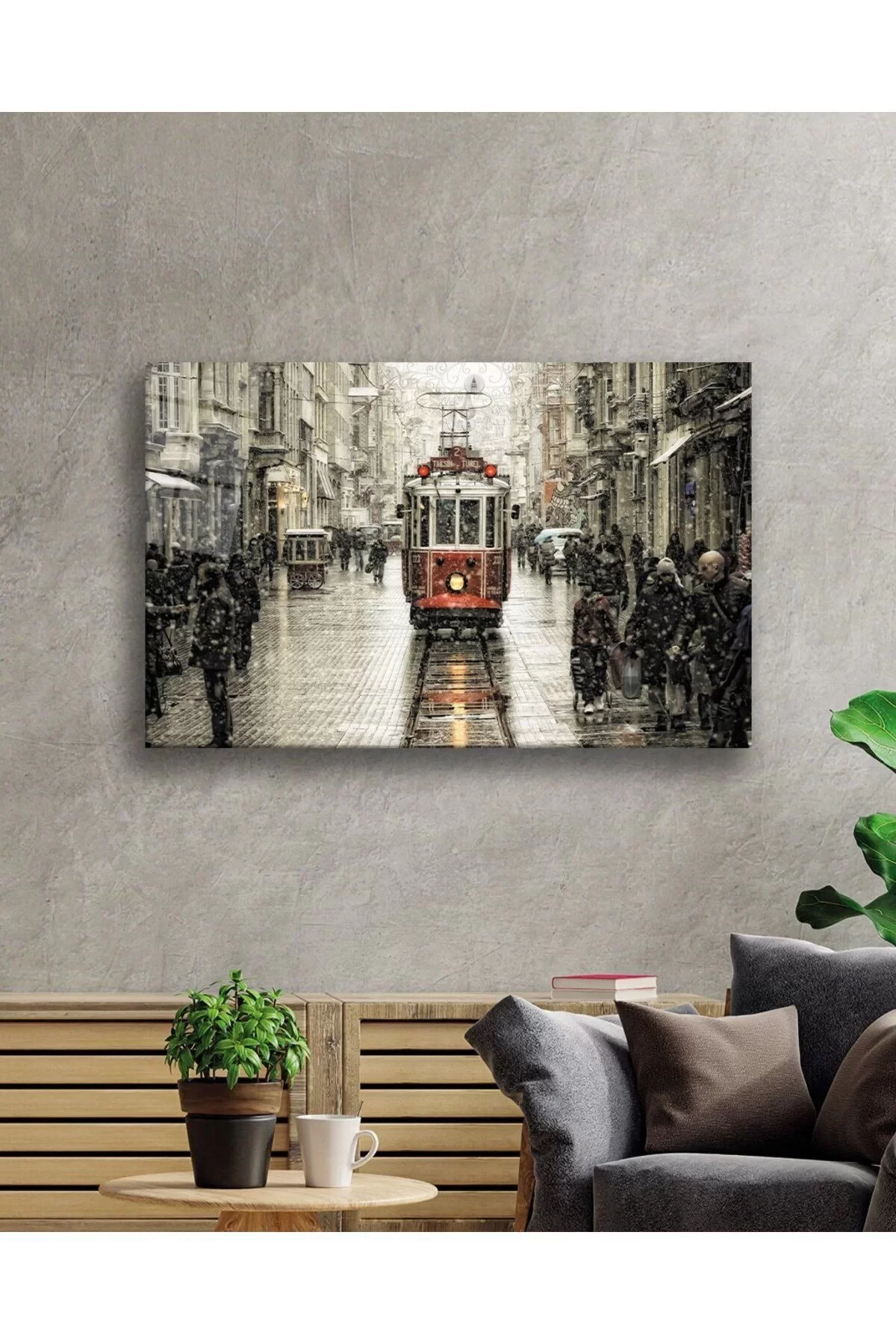 Istanbul Istiklal Street Landscape Durable Glass Painting, Gift