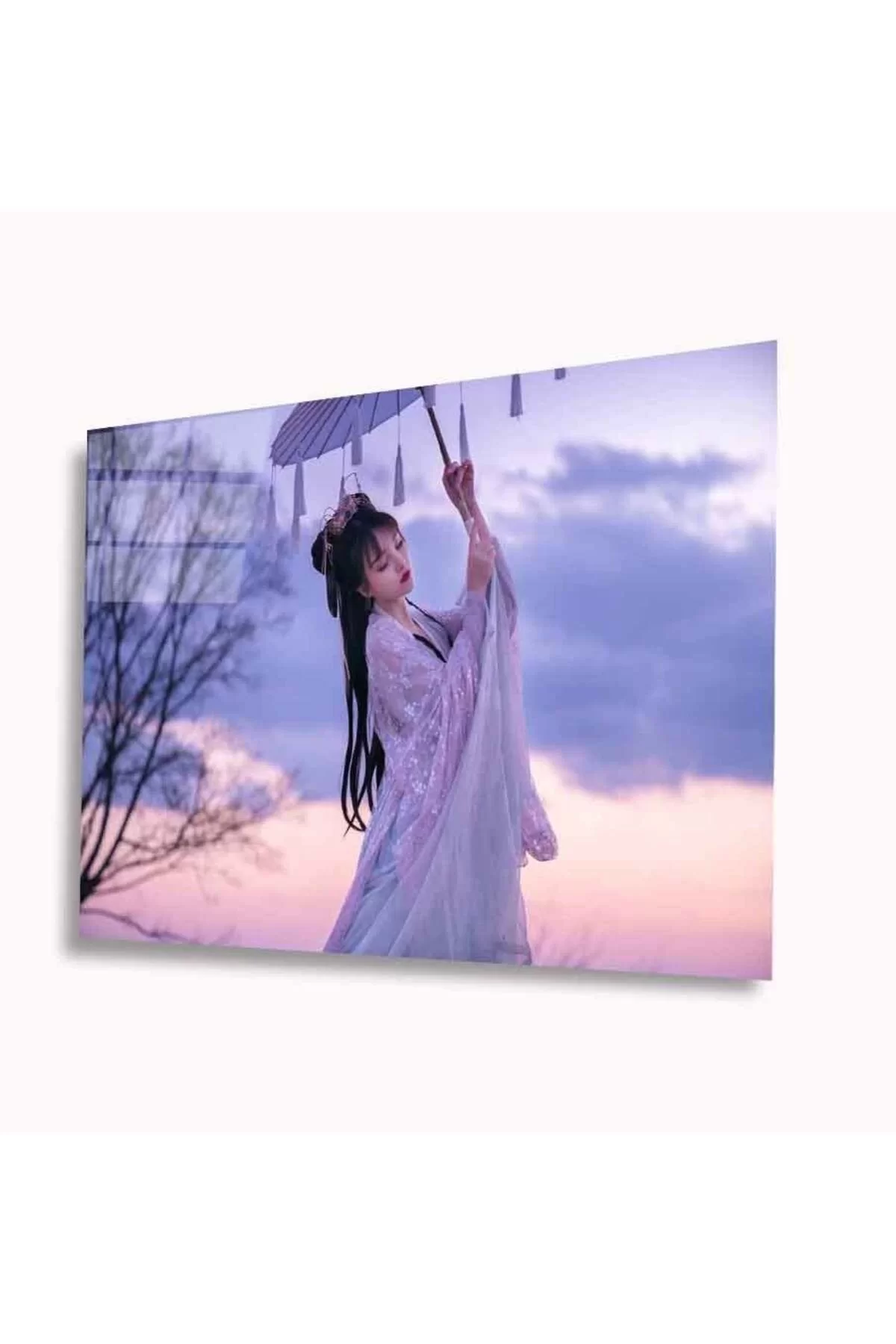 Japanese Woman Glass Painting 4mm Durable Tempered Glass