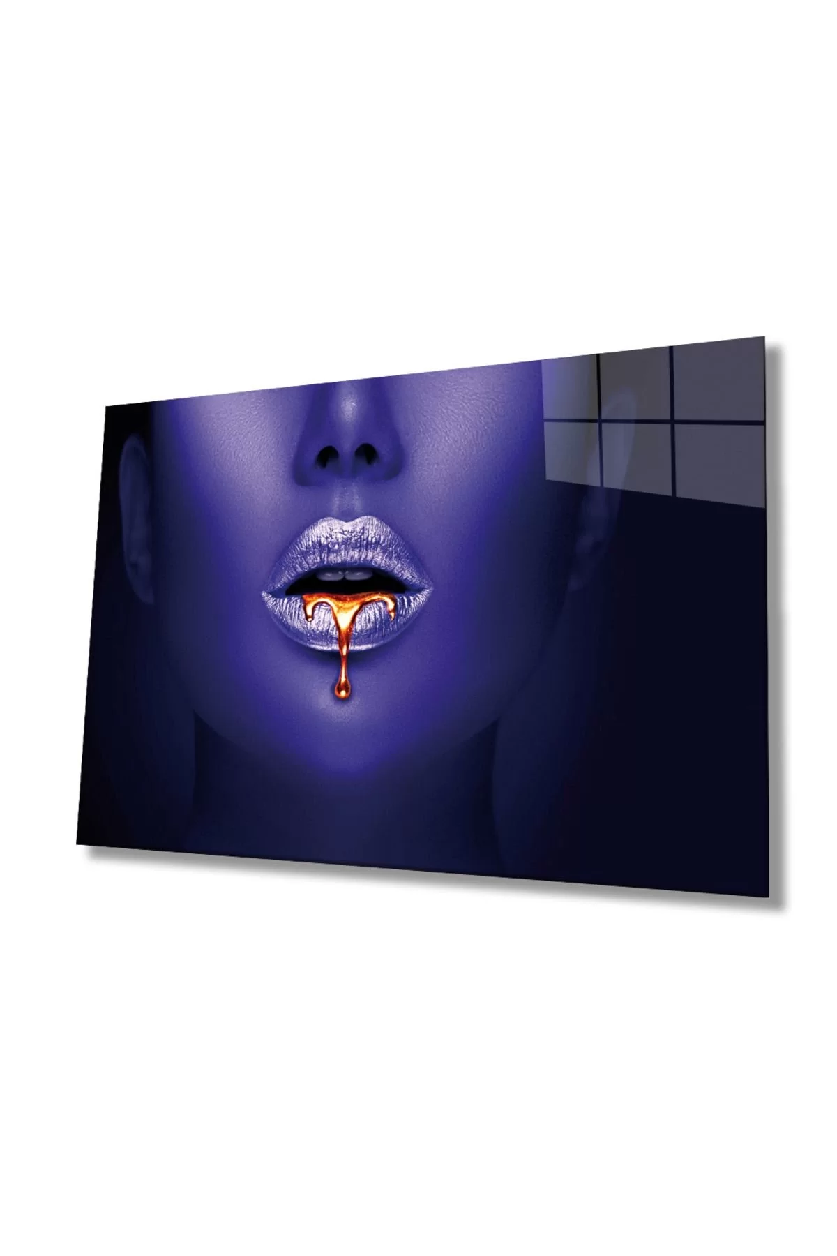 Woman Purple Color Glass Painting