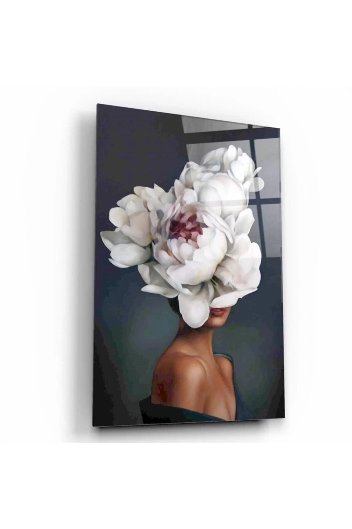 Woman And Flower Glass Painting