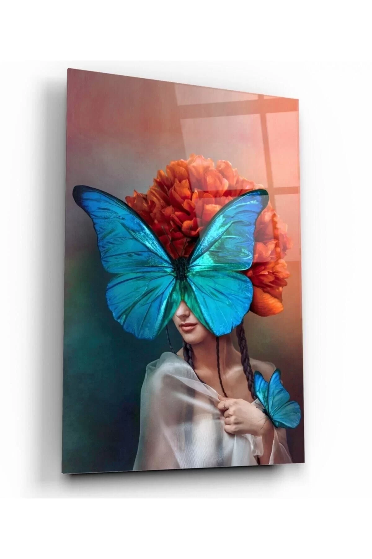 Woman And Butterfly Glass Painting