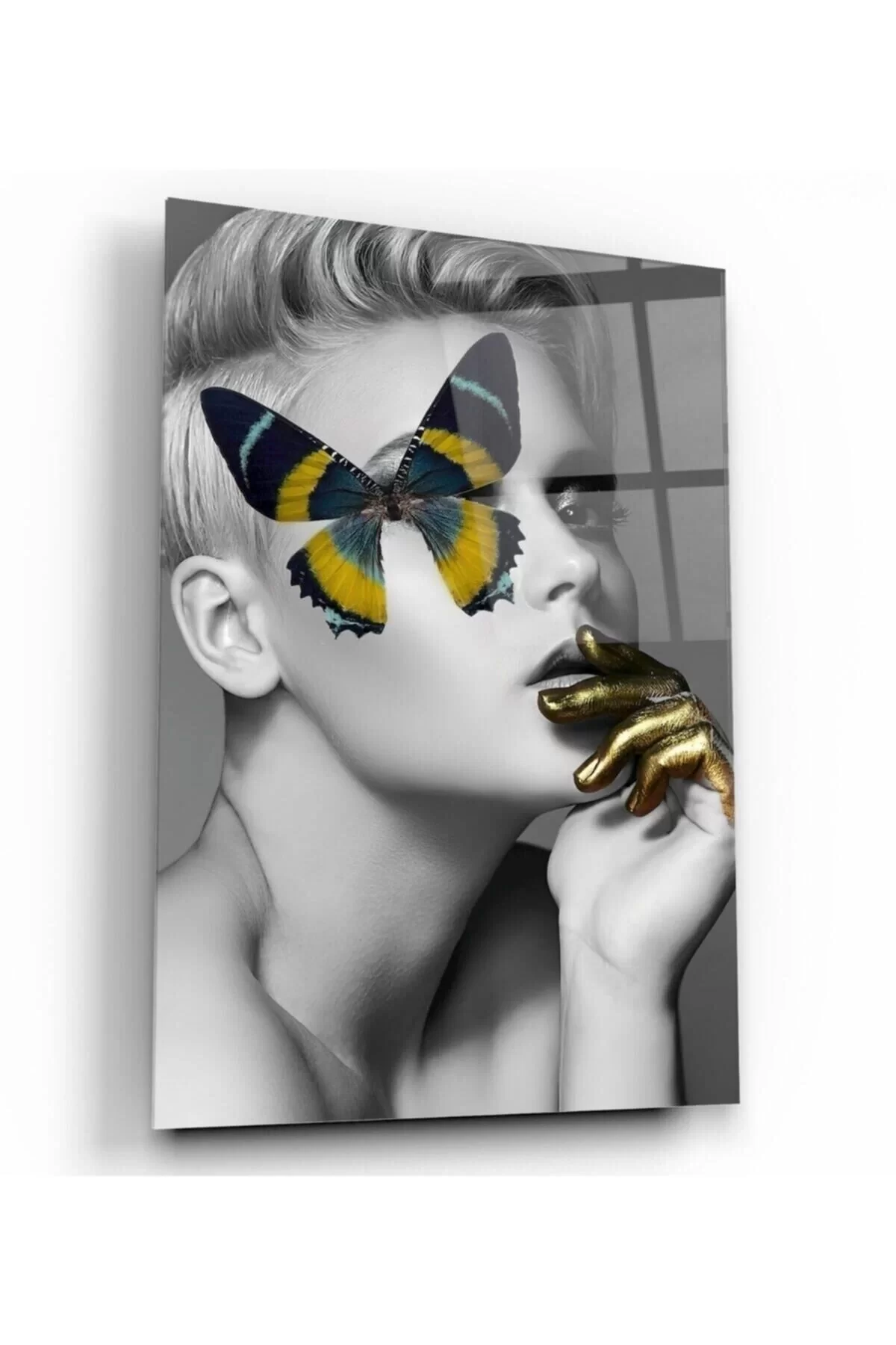 Woman And Butterfly Glass Painting