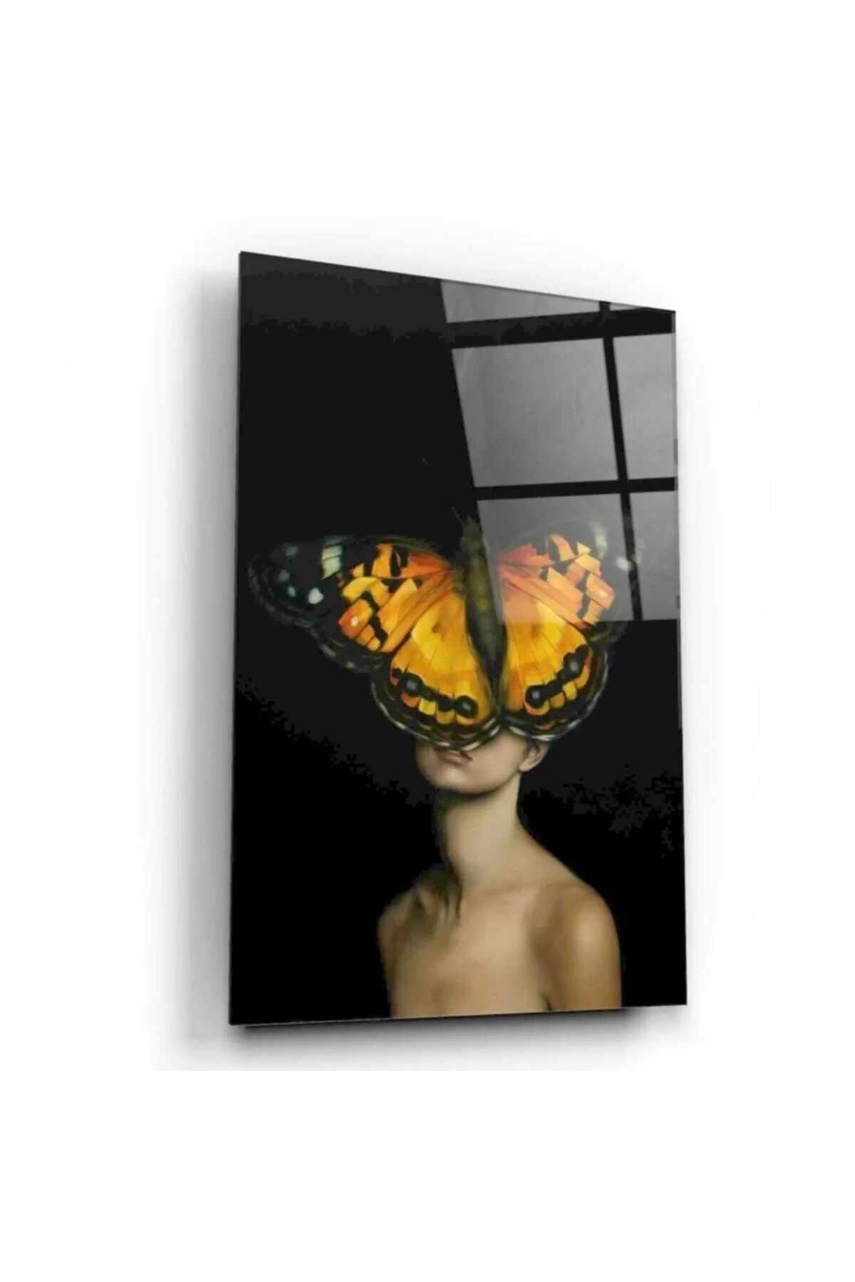 Woman And Butterfly Glass Painting