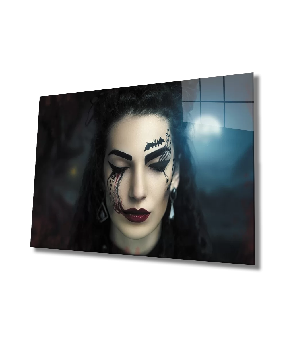 Women Halloween Makeup Glass Painting