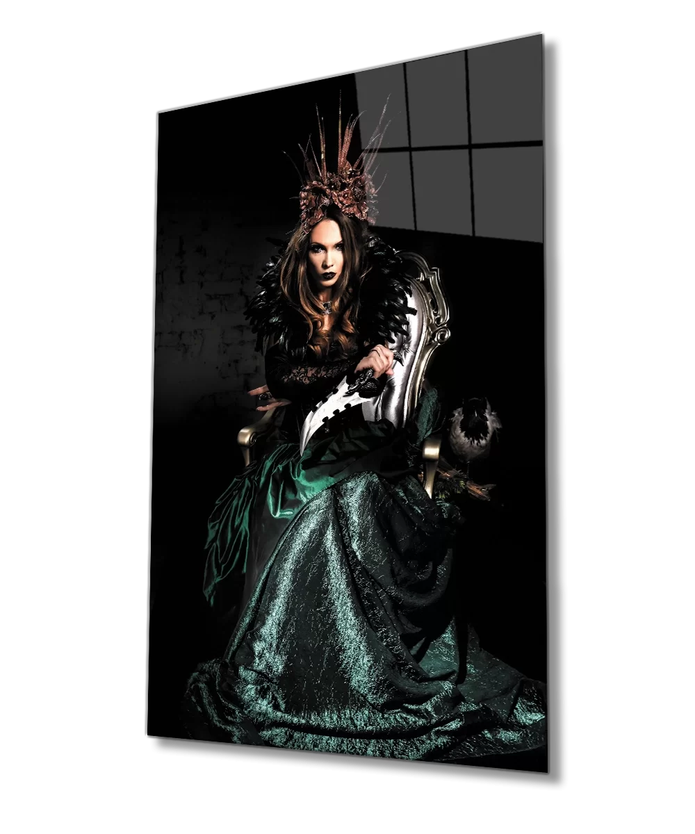 Women Witch with Dagger Glass Painting