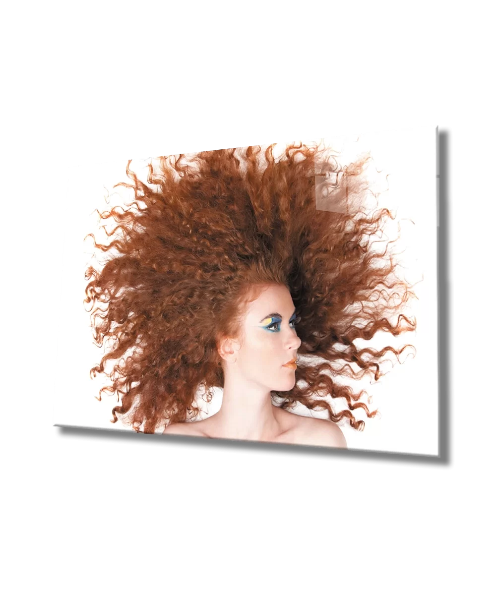 Women Curly Hair Glass Painting