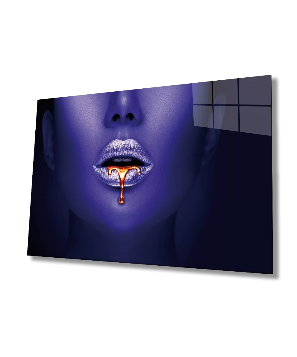 Women Purple Lip Glass Painting