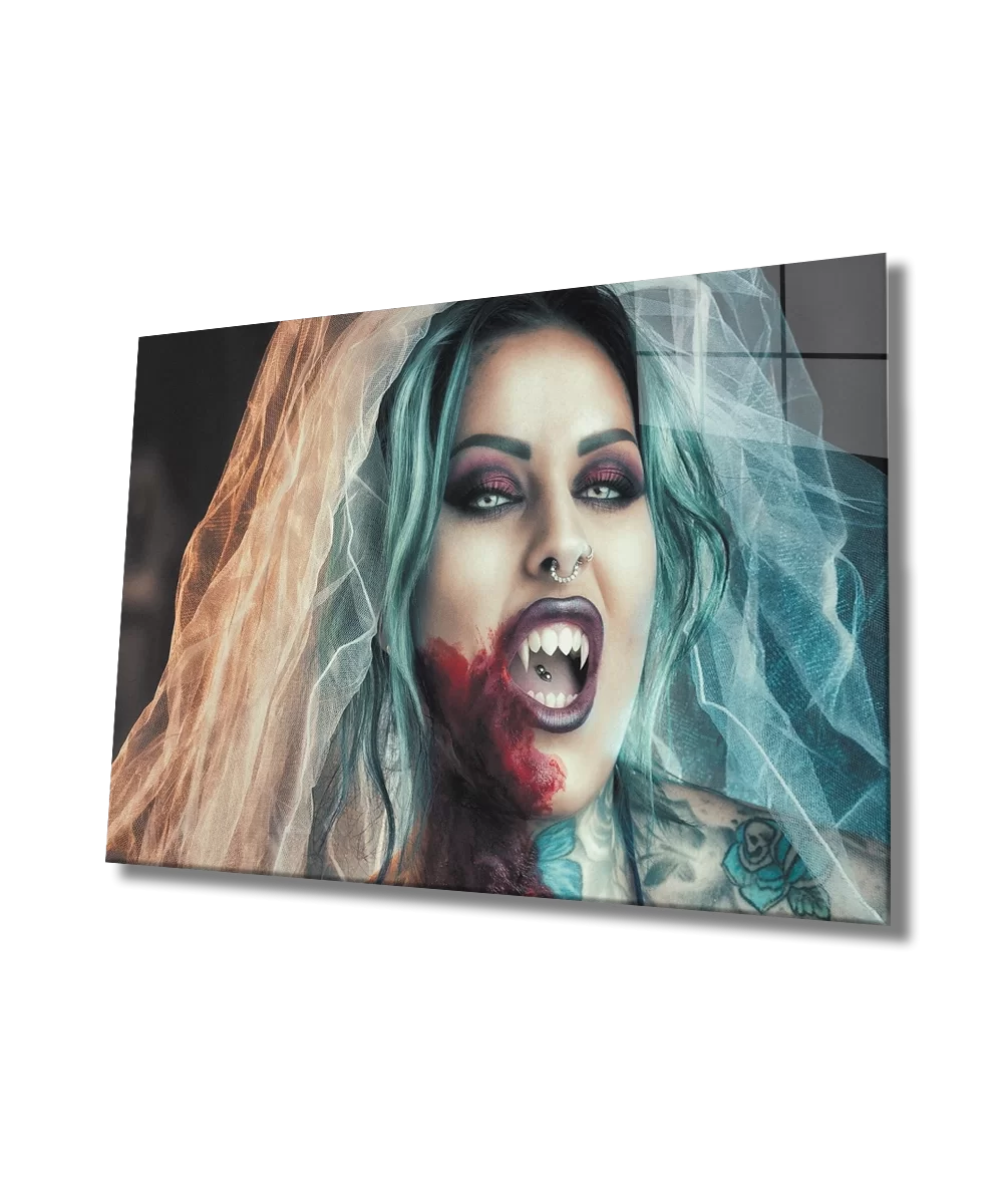 Women Vampire Bride Glass Painting