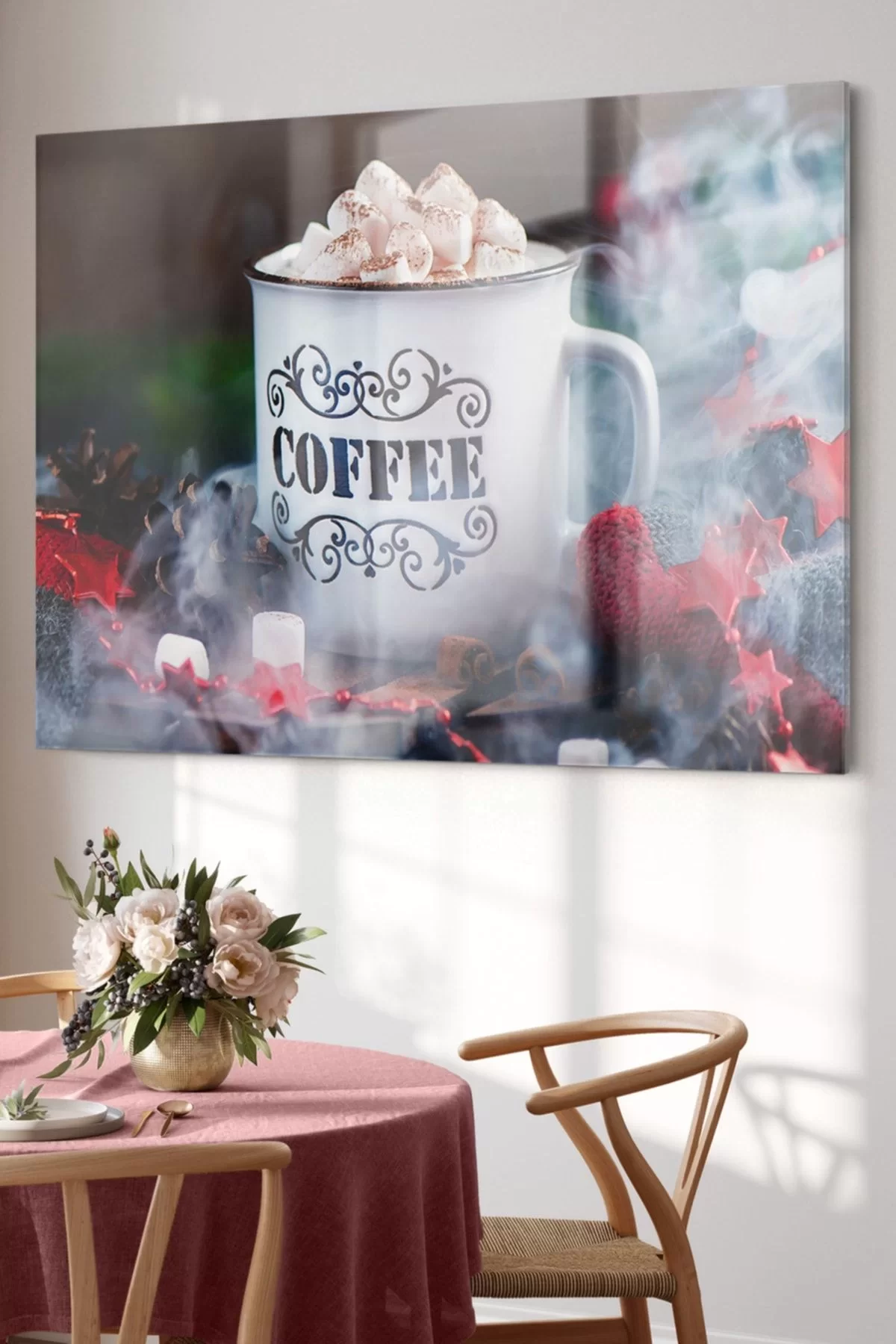 Coffee And Marshmallows | Kitchen Themed Glass Table | 50x70cm