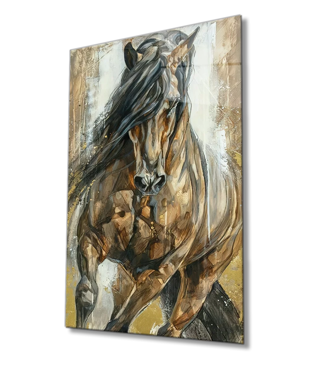 Brown Horse Glass Painting, Brown Horse