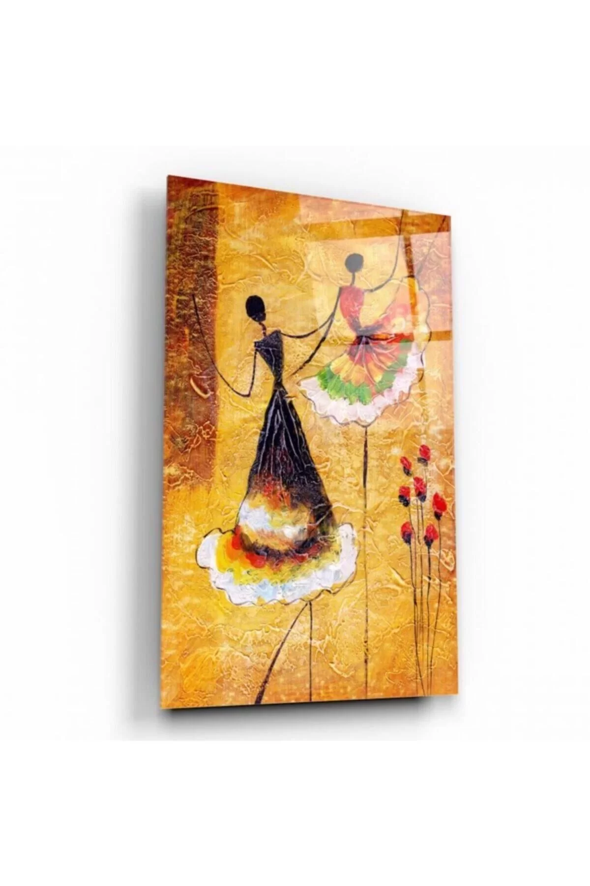 Brown Ballerinas Patterned Glass Painting