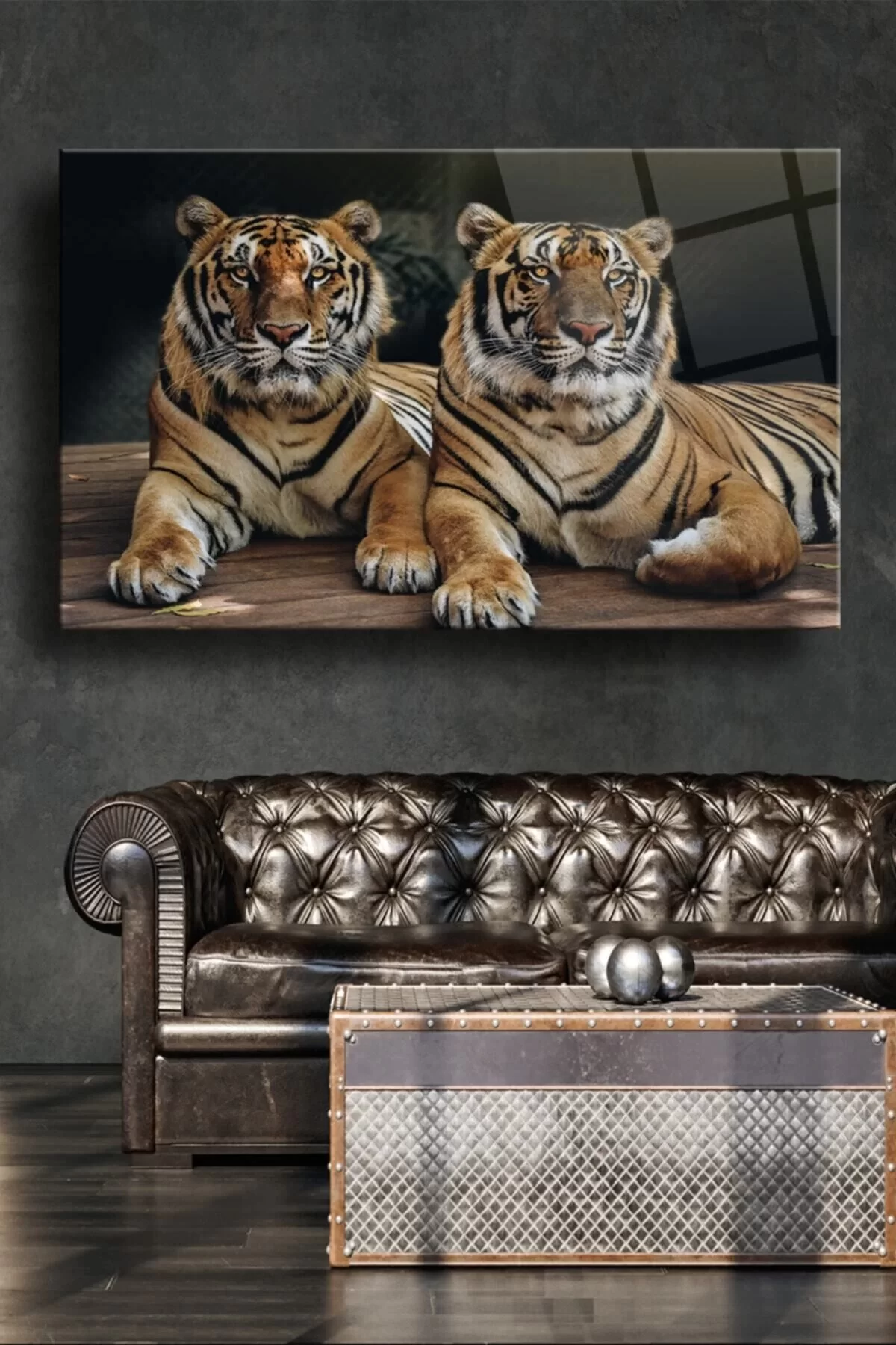 Tigers Glass Painting, Decorative Wall Decoration