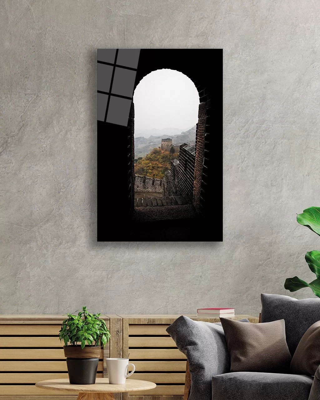 Gate from Darkness to Light Vertical Glass Painting