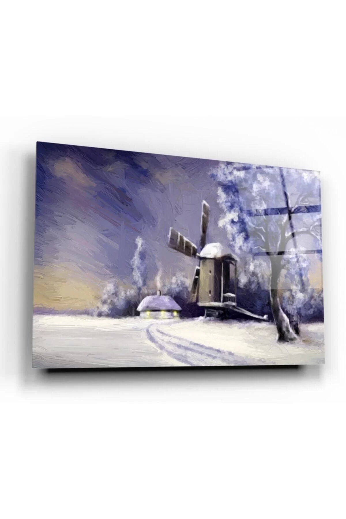 Snowy Landscape Glass Painting