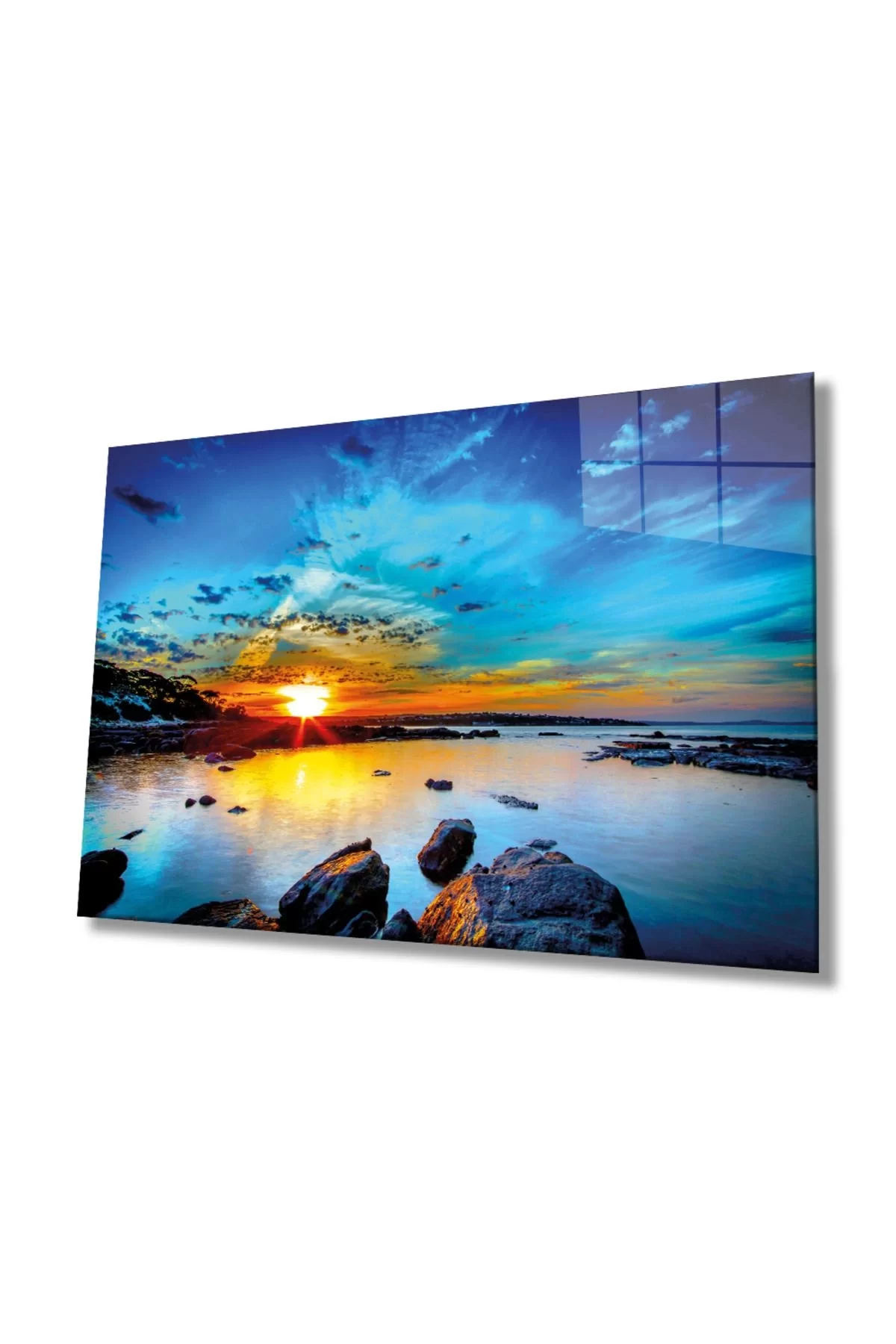 Rock Seascape Glass Painting, Home And Office Wall Decoration,