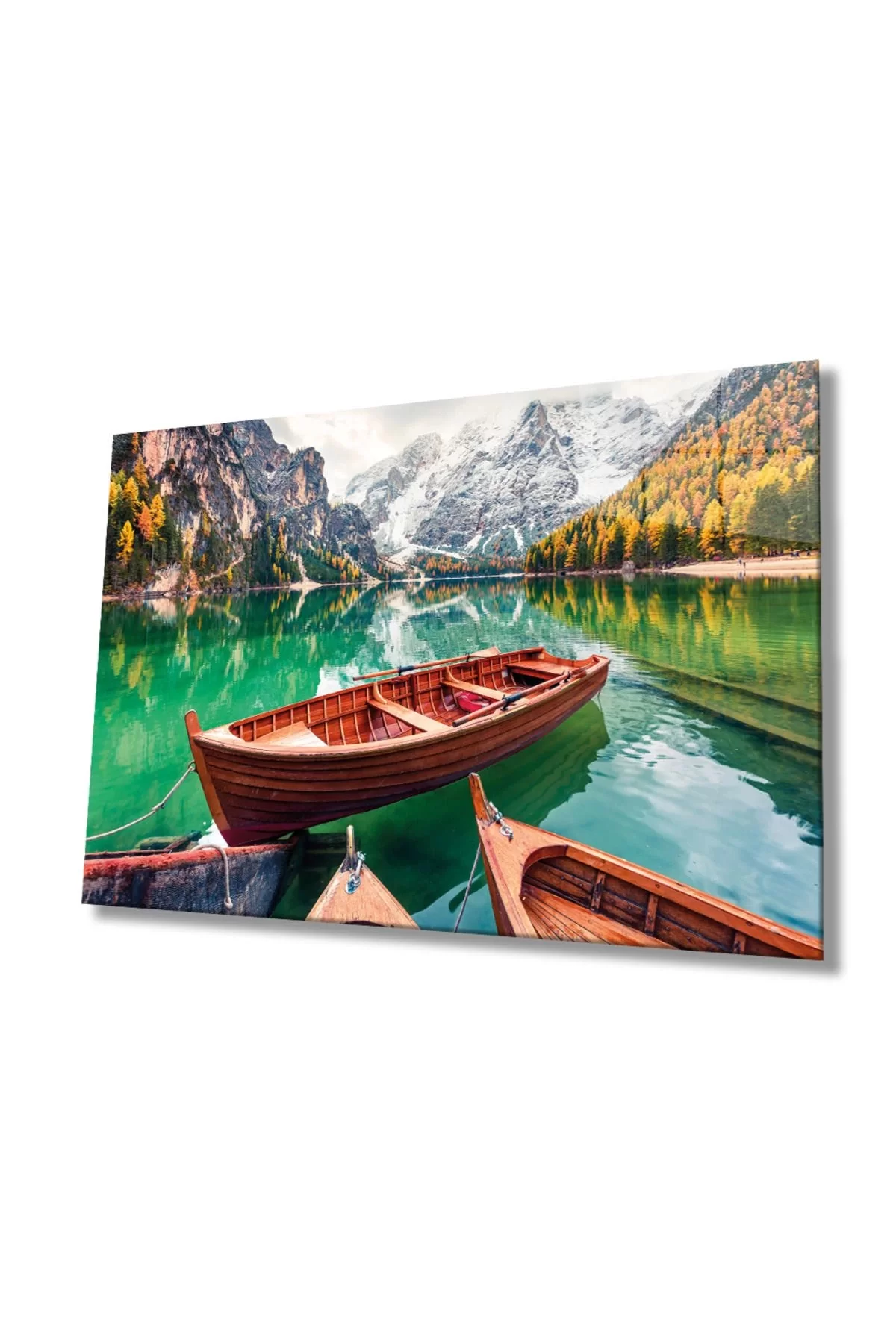 Boat And Lake Landscape Nature Glass Painting, Home And Office Wall Decoration,