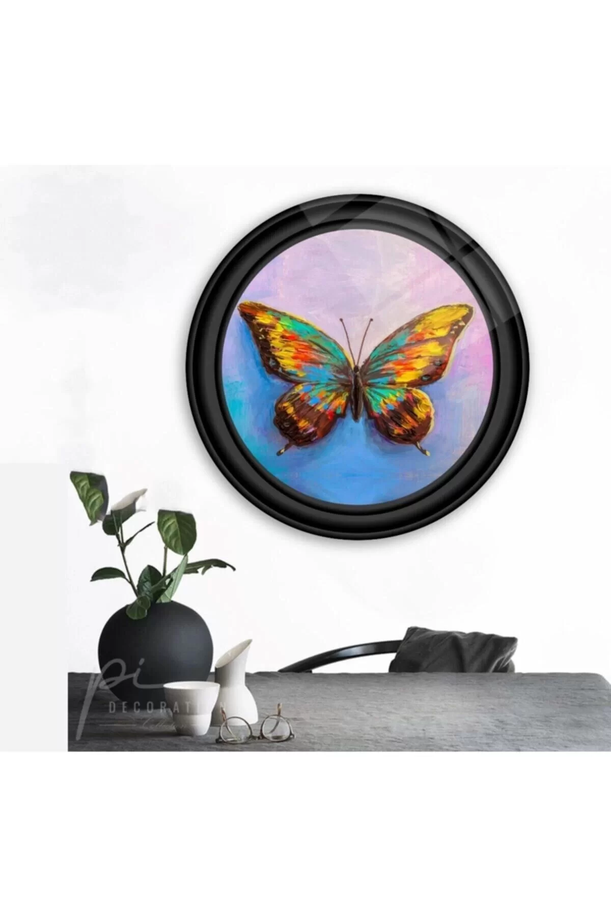 Butterfly Round Glass Table