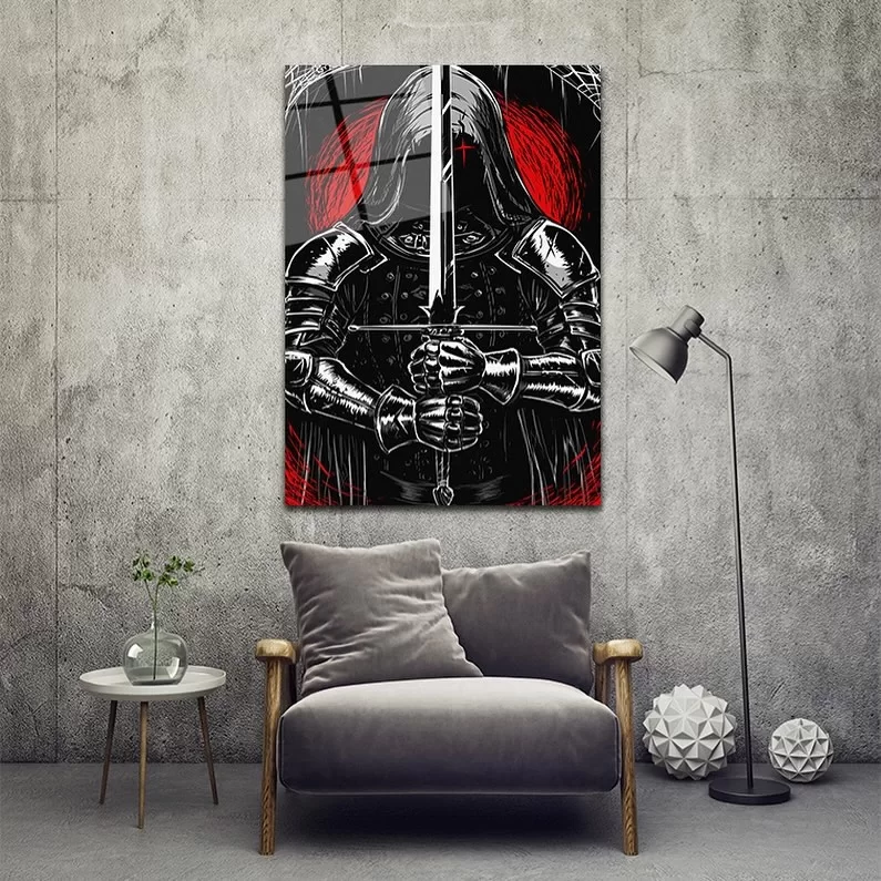 Sword Warrior Glass Painting