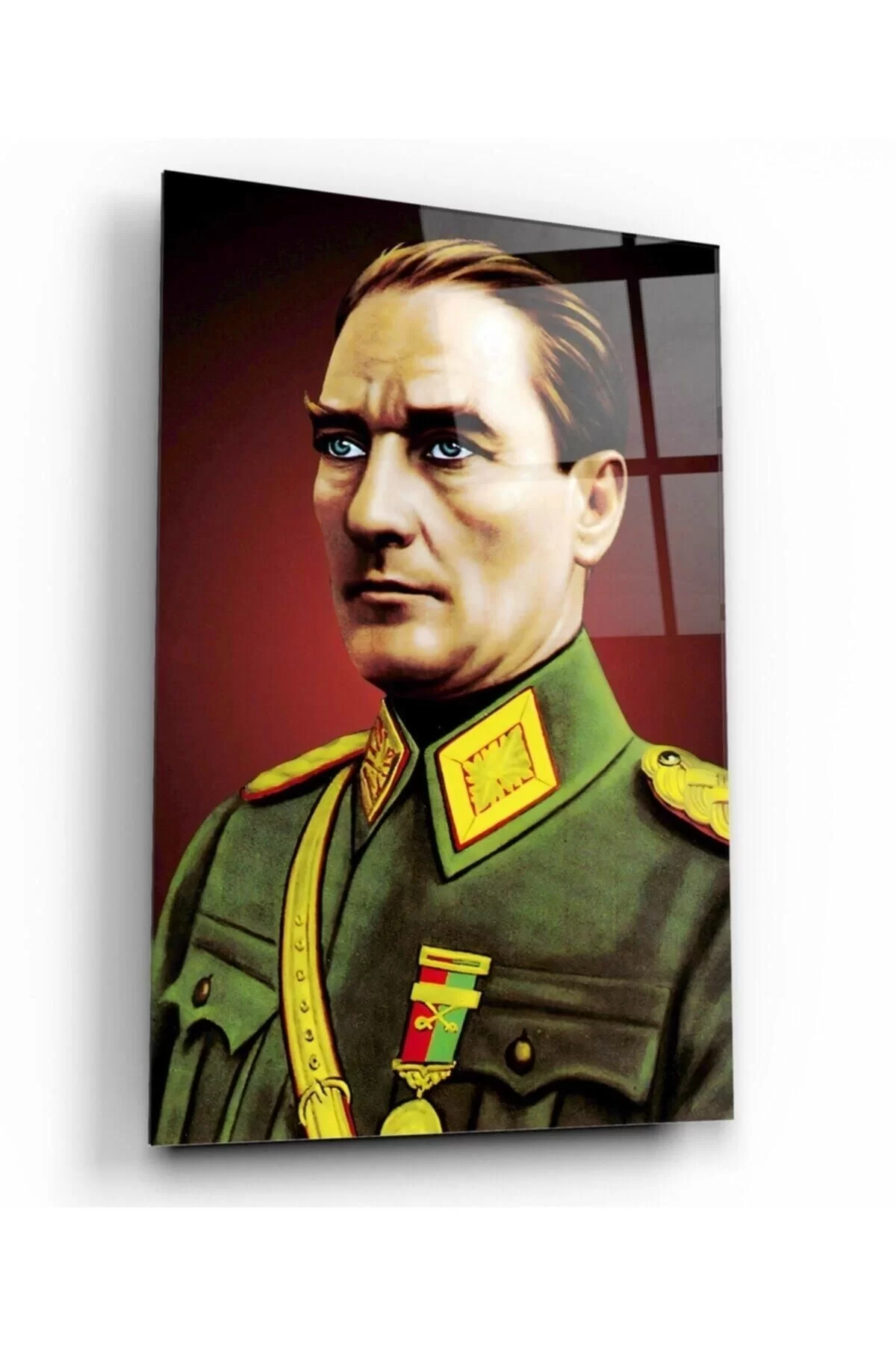 Red Ataturk Glass Painting