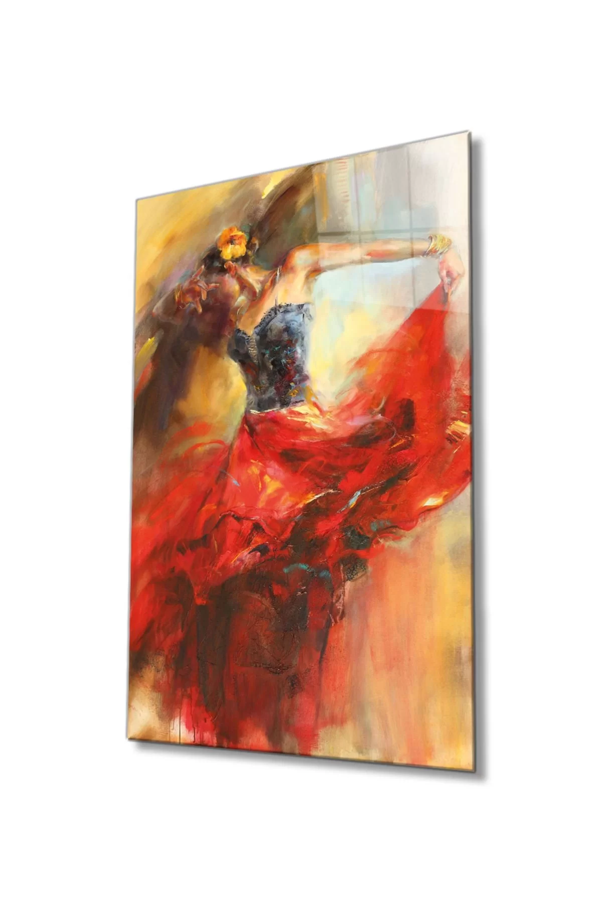 Red Ballerina Glass Painting, Home And Office Wall Decoration,