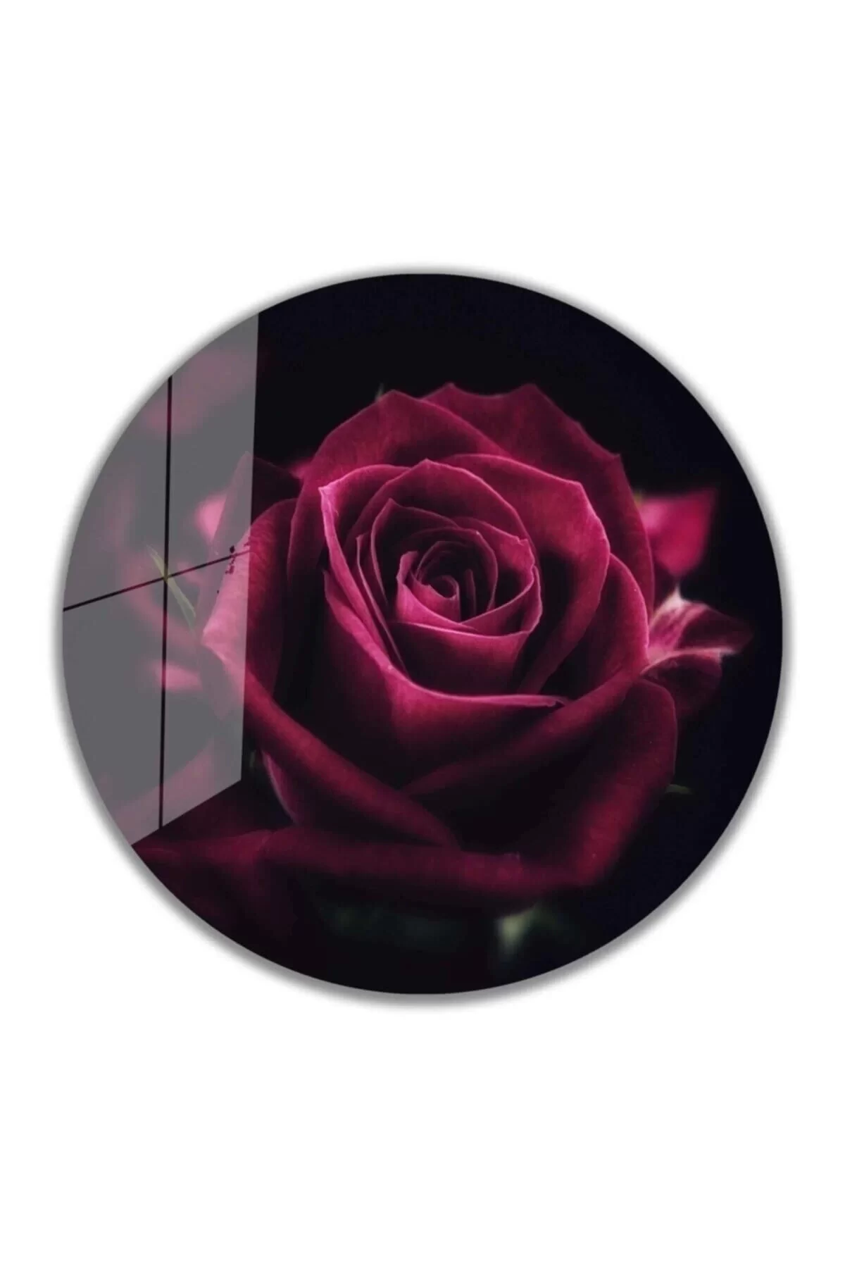 Red Rose Round Glass Table 4mm Durable Tempered Glass