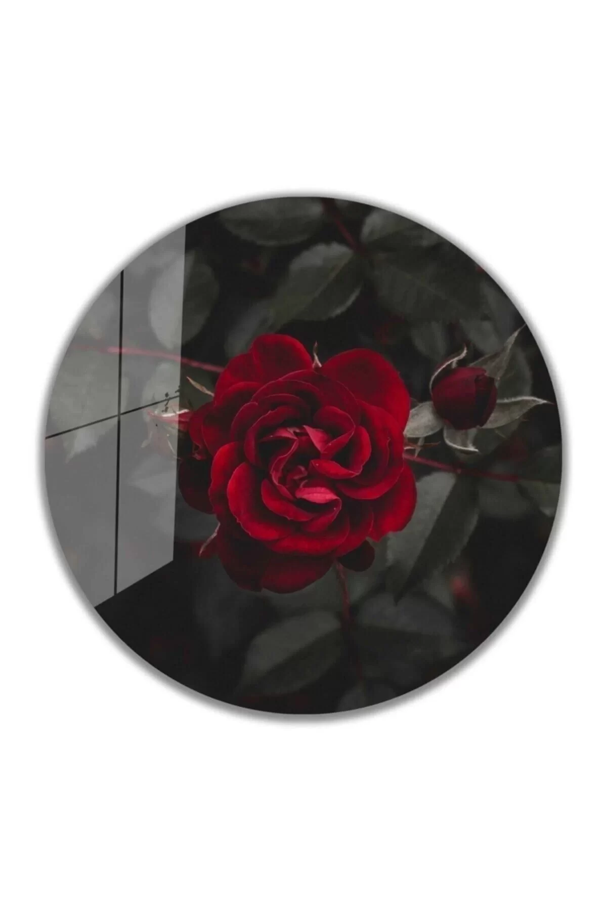 Red Rose Round Glass Table 4mm Durable Tempered Glass