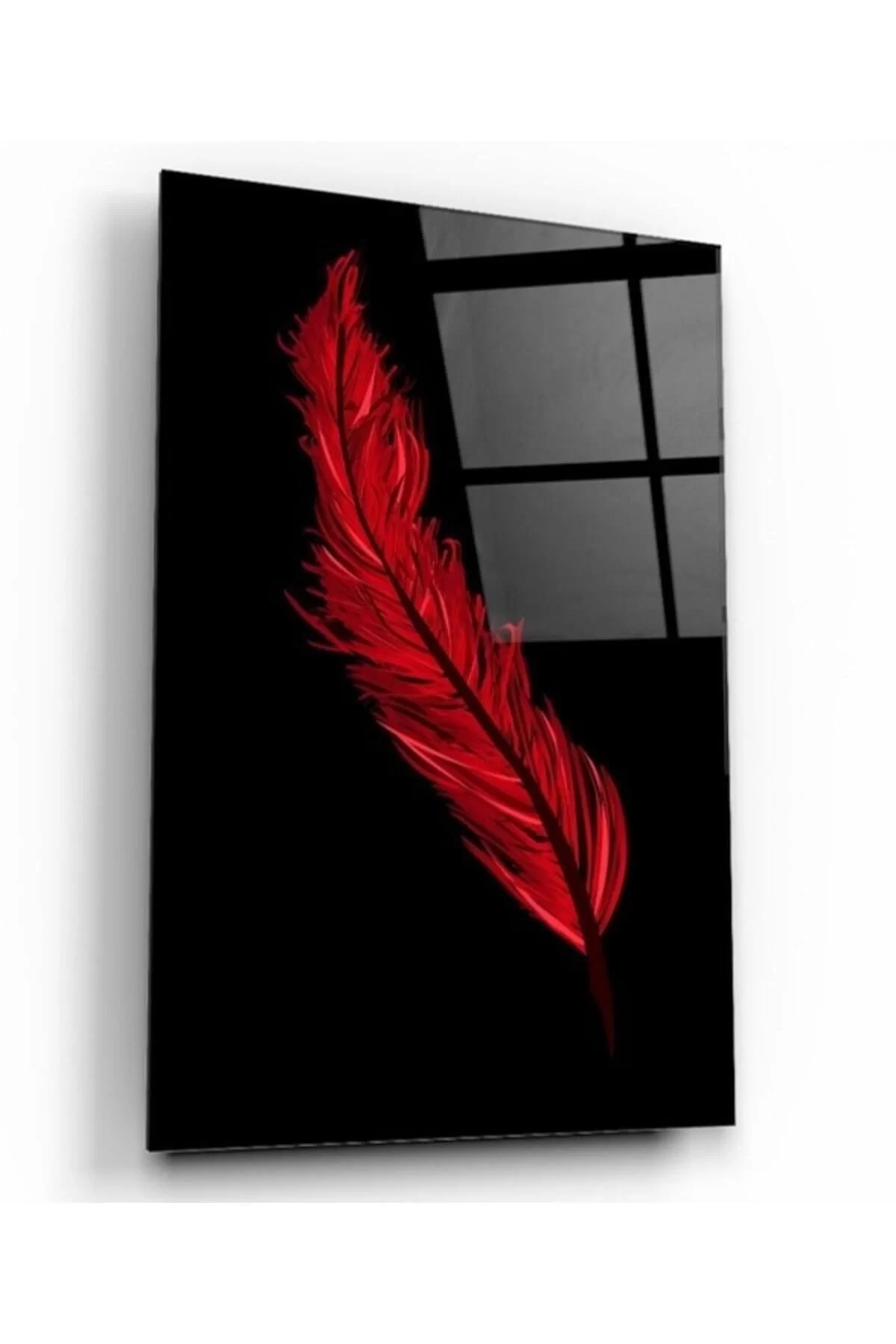 Red Feather Glass Table