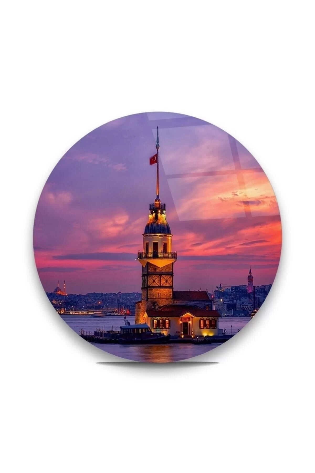 Maiden's Tower Round Glass Painting