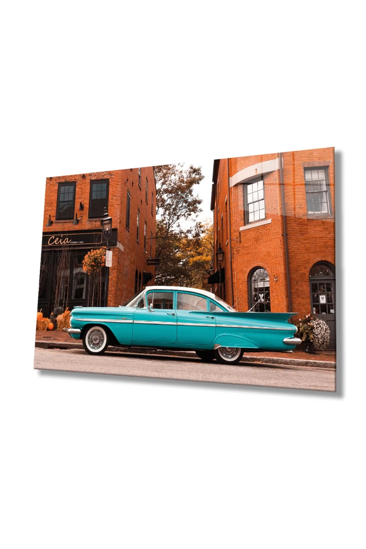 Classic Car Street Building, Home And Office Wall Decor, Tempered 4 Mm