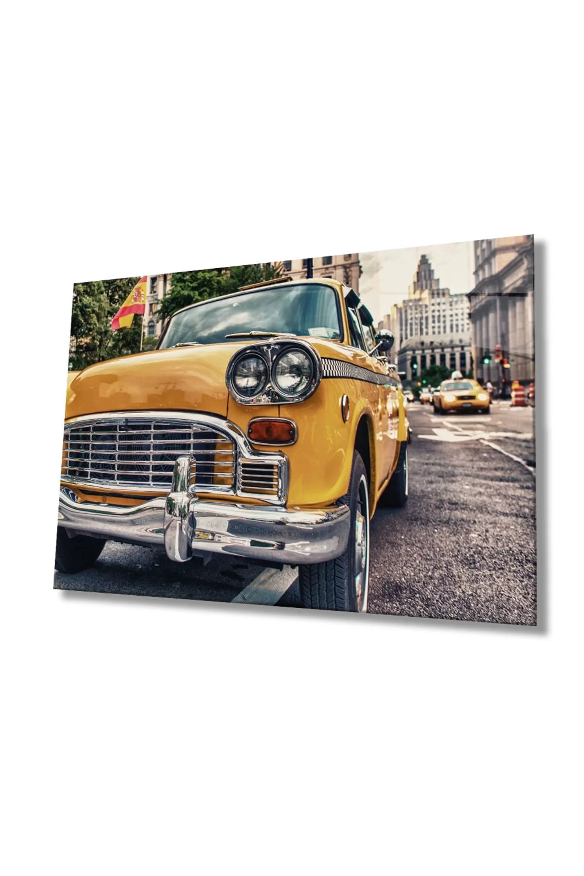 Classic Car Street Building, Home And Office Wall Decor, Tempered 4 Mm