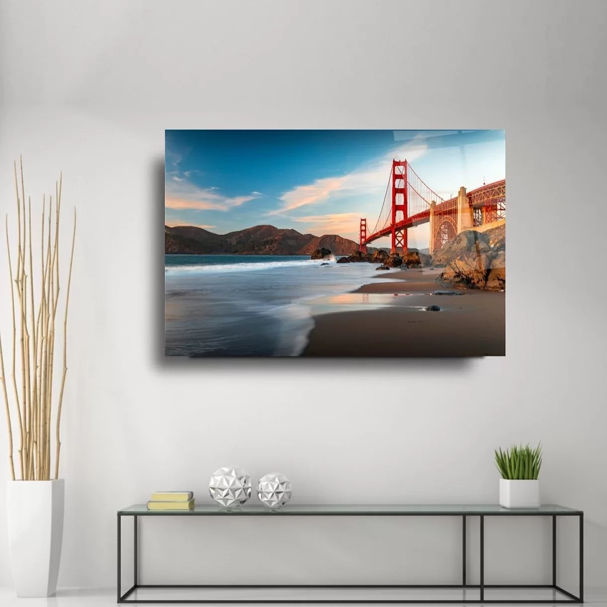 Bridge Sea Beach Artistic Glass Painting