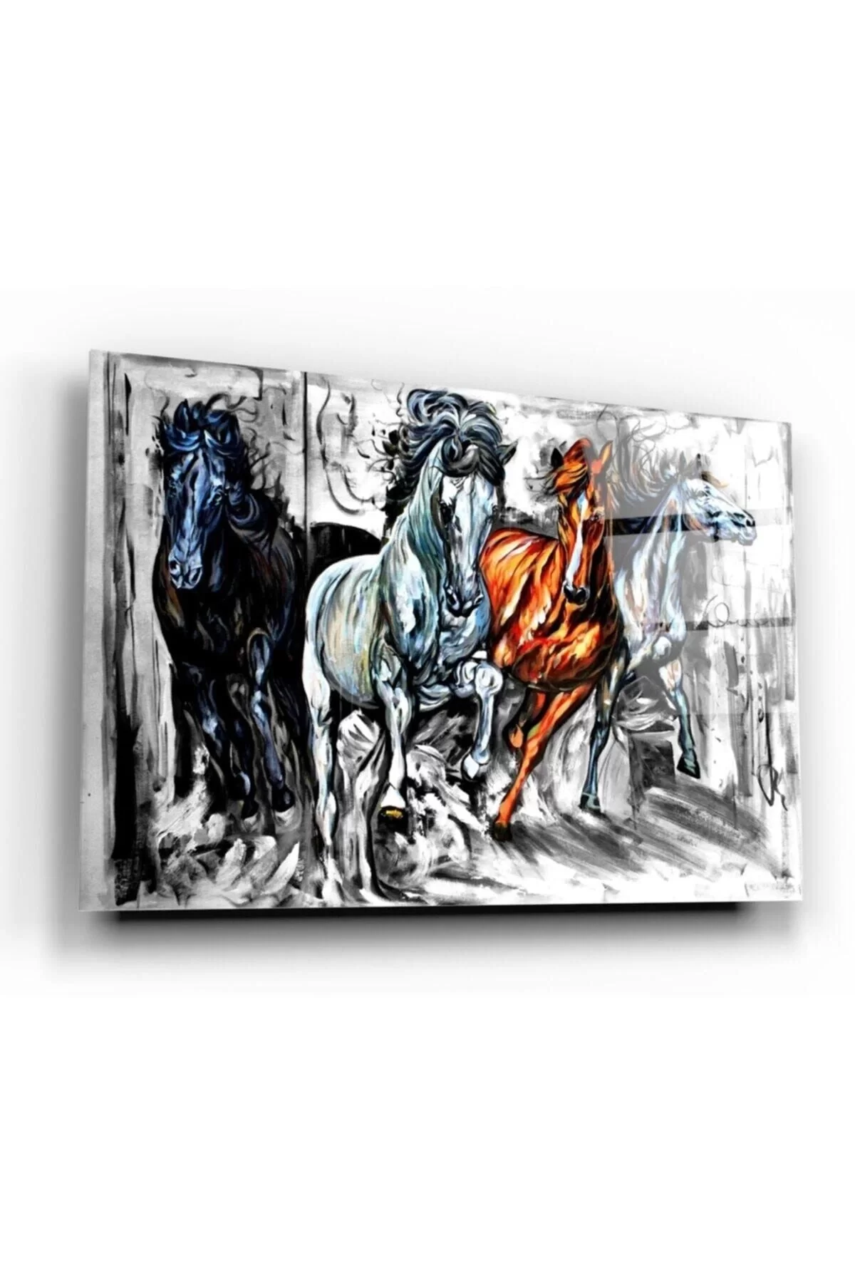 Running Horses Glass Painting