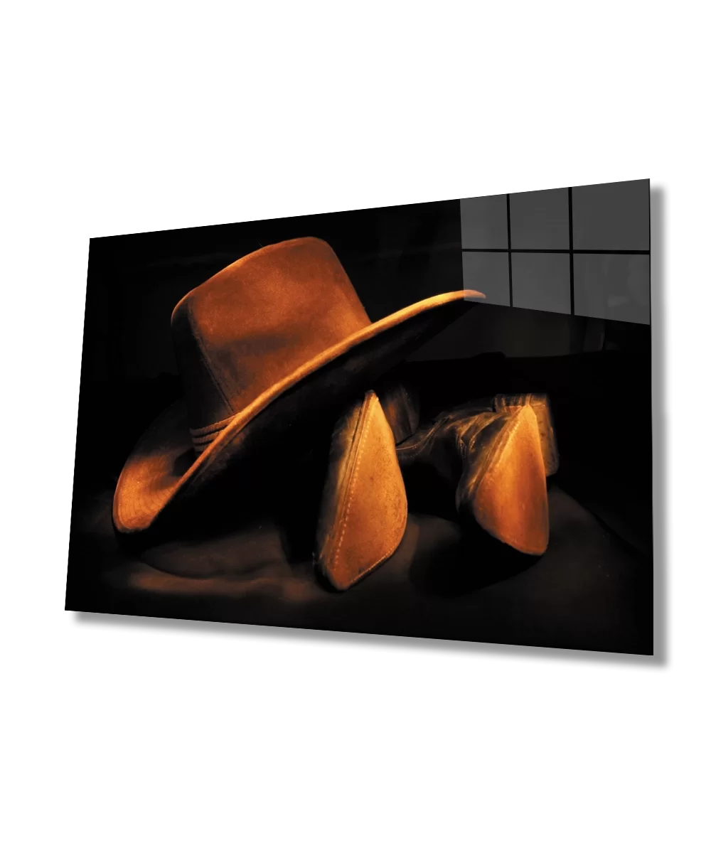 Cowboy Hat Cowboy Shoes Glass Painting