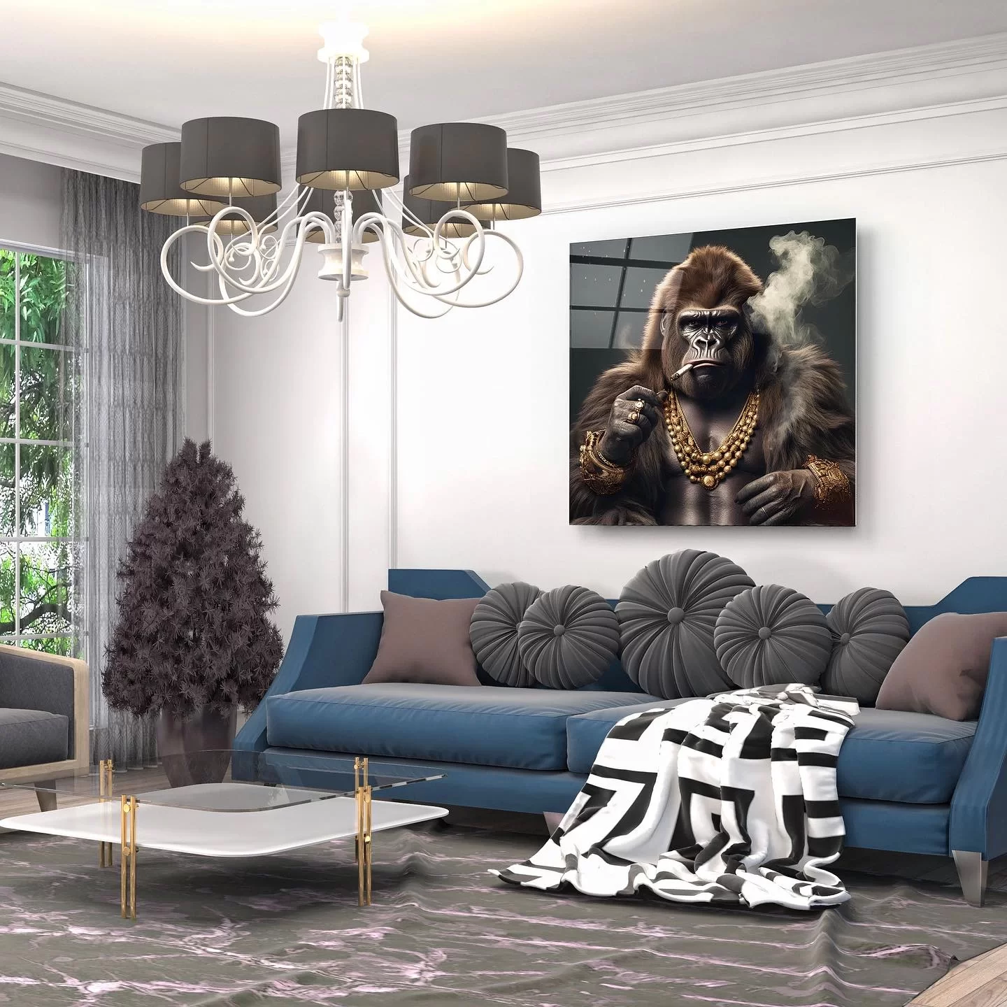 King Gorilla Artistic Glass Painting