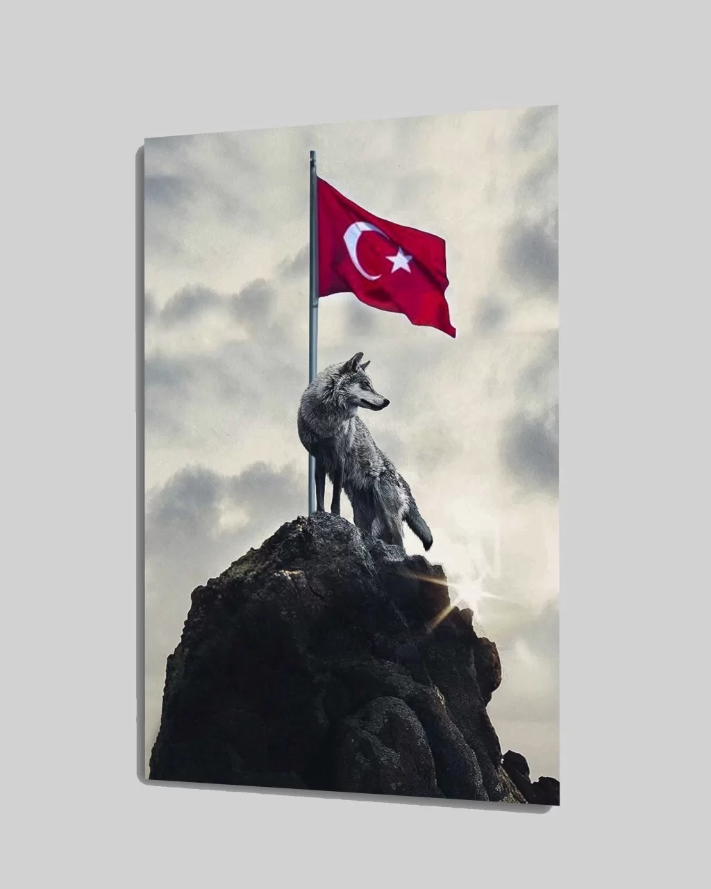 Wolf and Turkish Flag Glass Painting