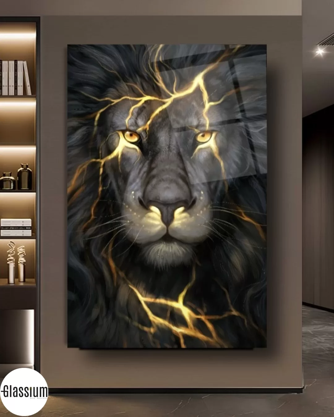 Lion in Lava Glass Painting