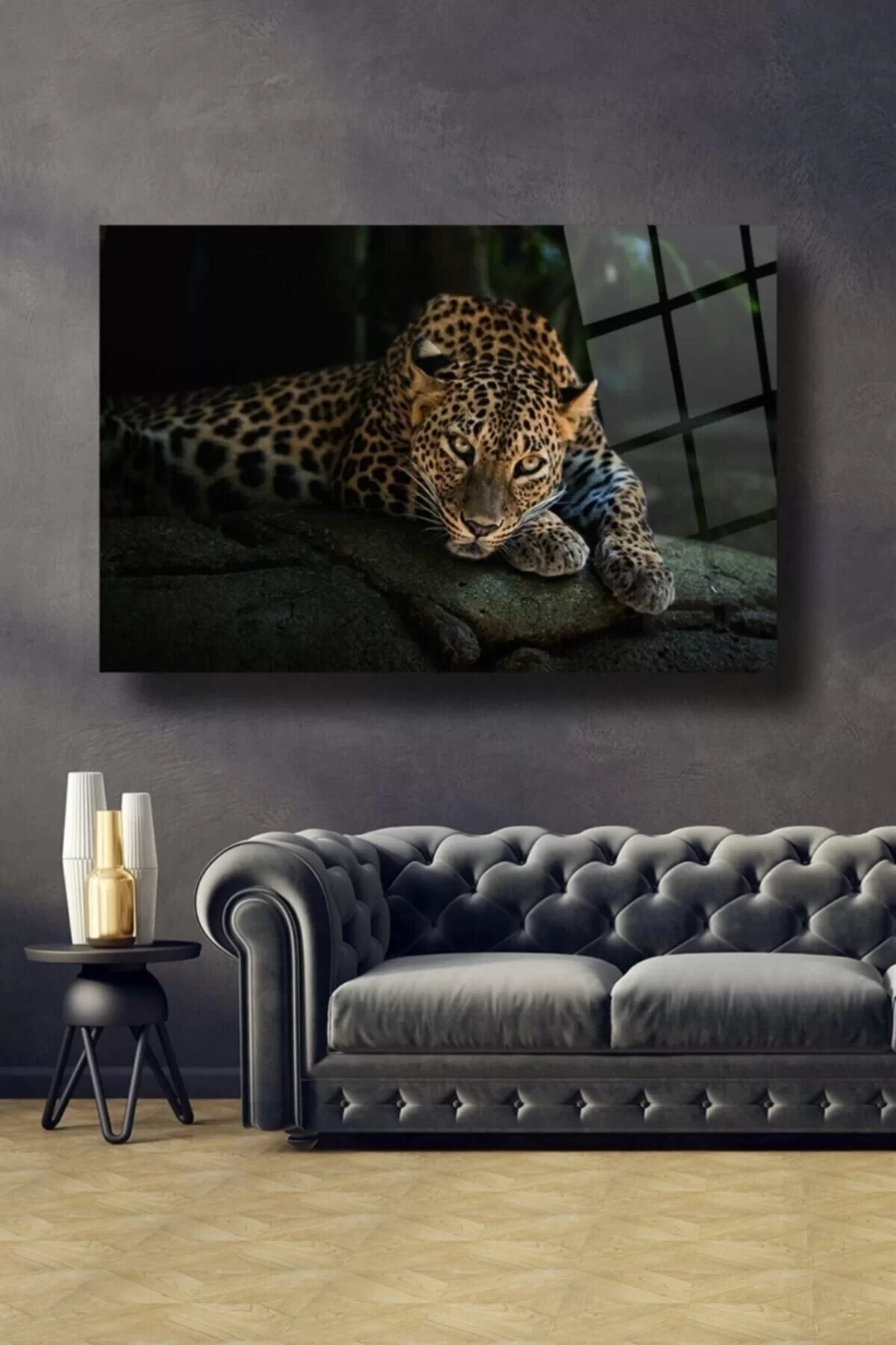 Leopard Glass Painting Wall Decoration, Home Decoration, Wall Painting, Home Gift