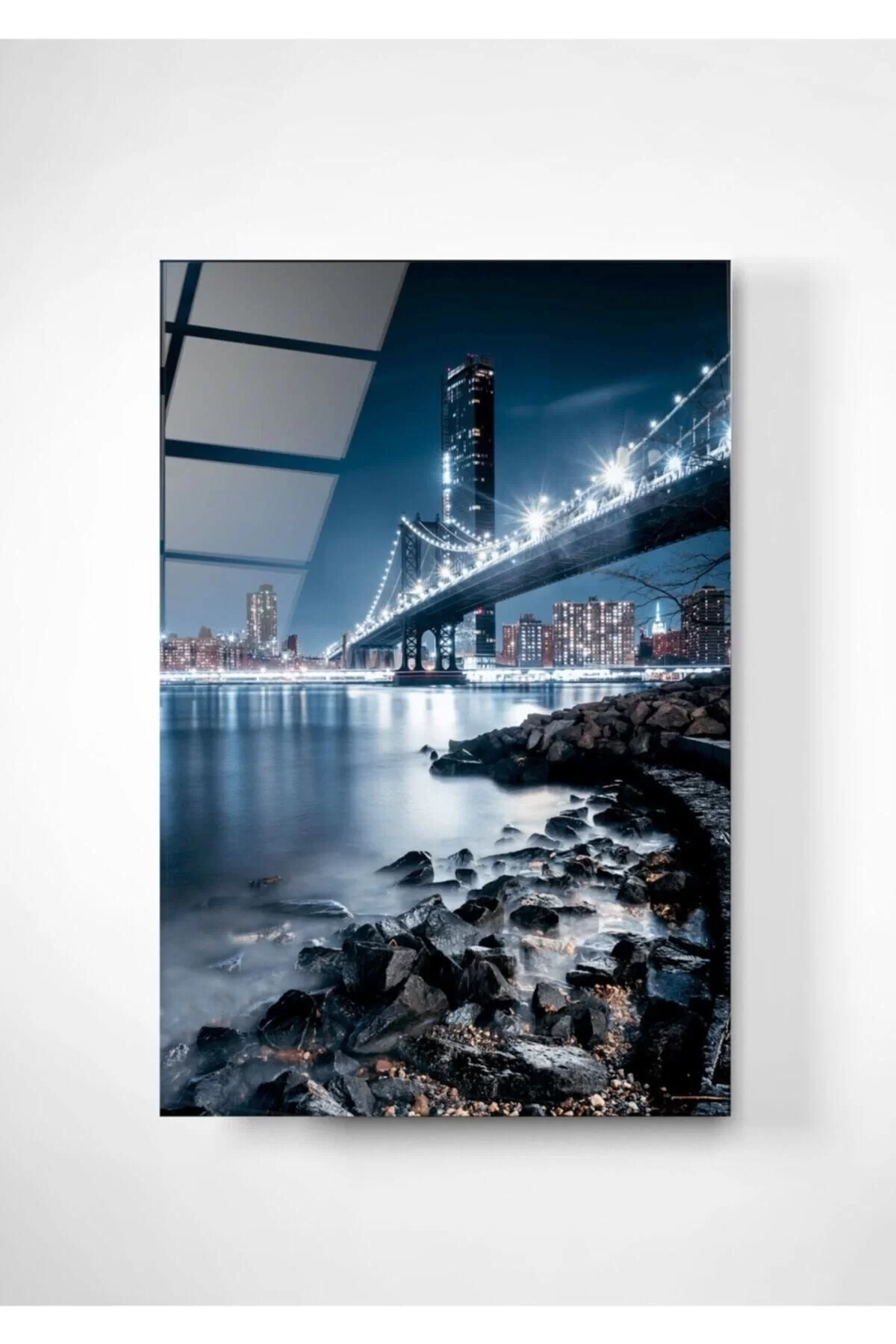 Manhattan Bridge, New York Glass Painting 70x110