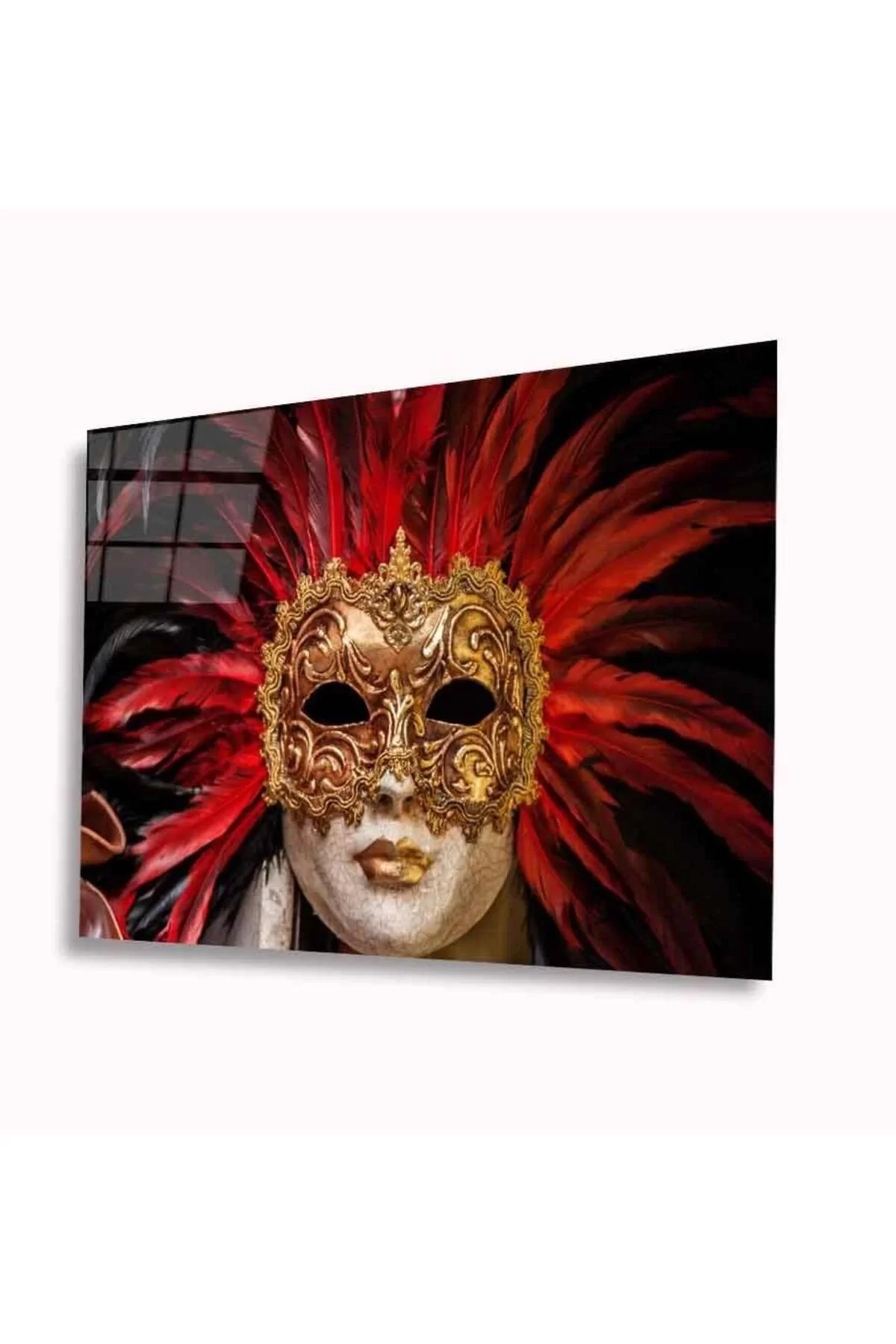 Masked Woman Glass Painting 4mm Durable Tempered Glass