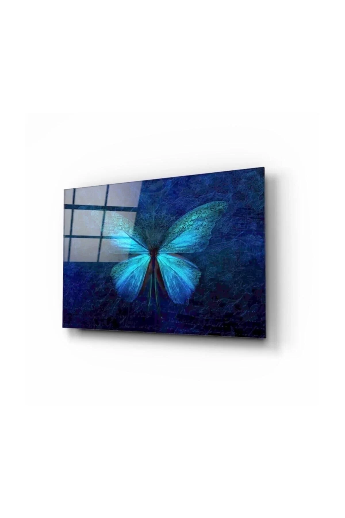 Blue Butterfly Glass Painting 50x70 Cm