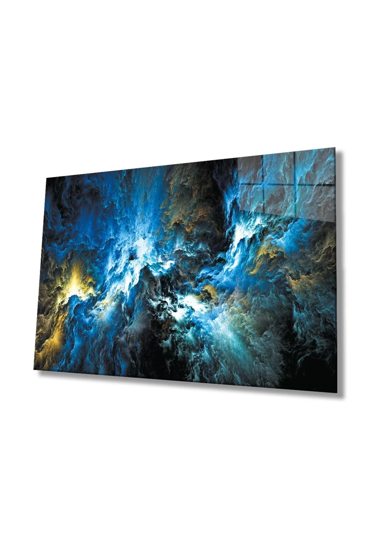 Blue Color Abstract Cosmic Glass Painting, Home And Office Wall Decoration