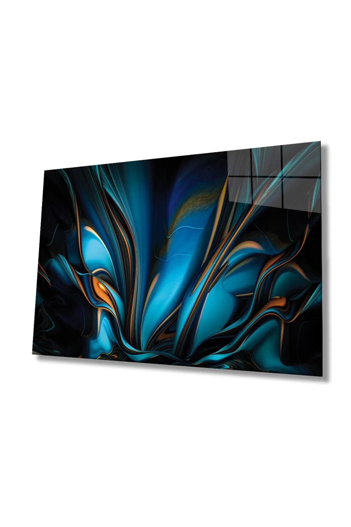 Blue Orange Abstract Glass Painting Home And Office Wall Decoration