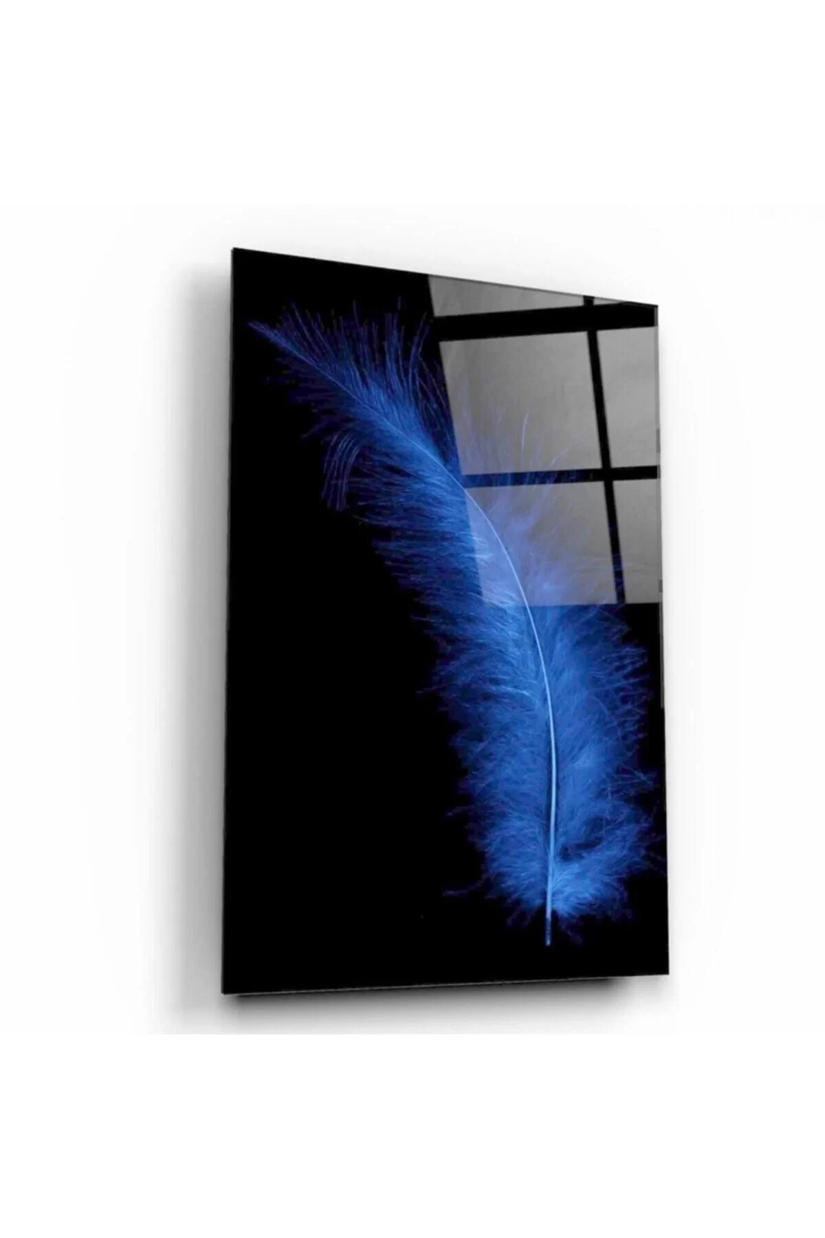 Blue Feather Glass Painting