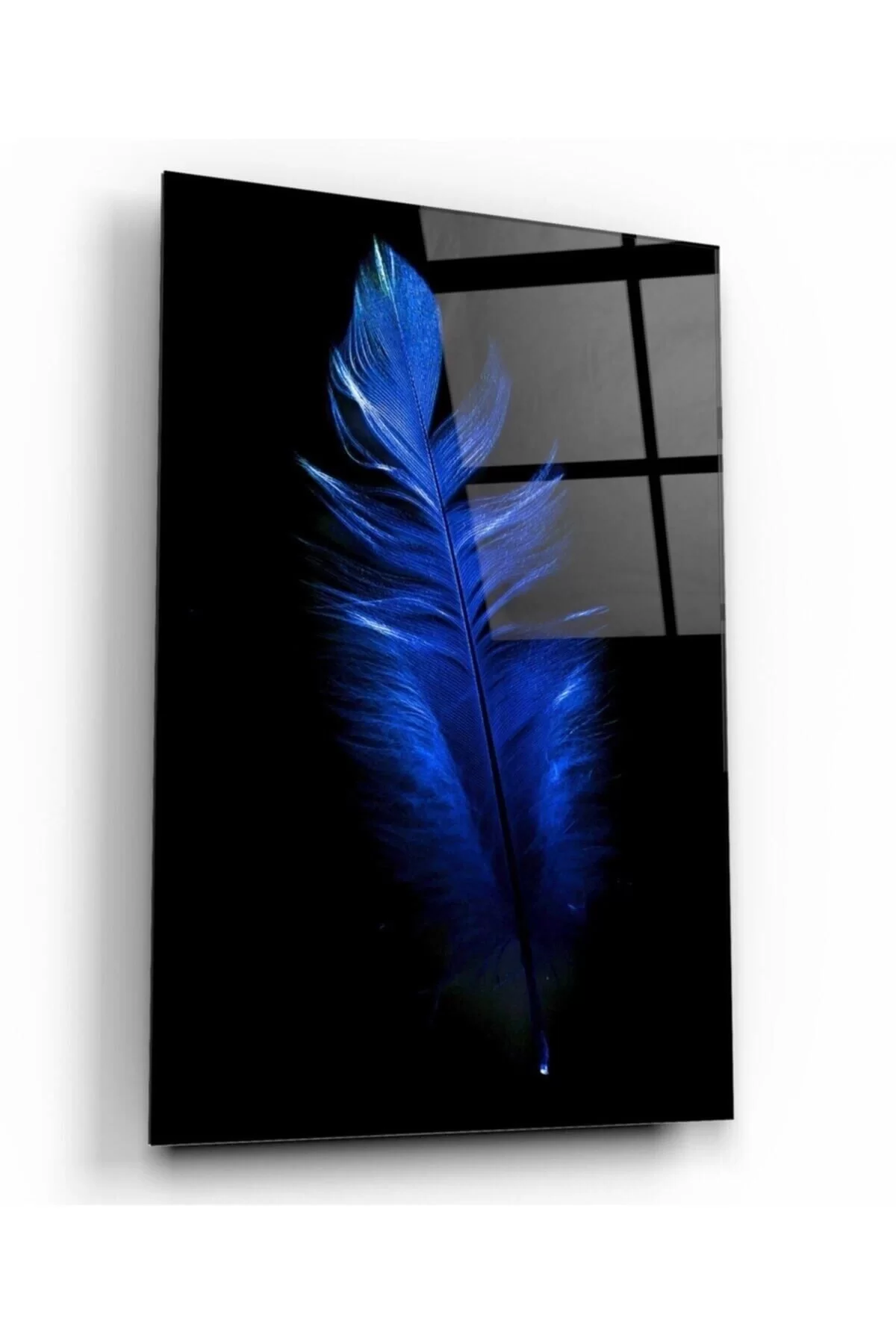 Blue Feather Glass Painting