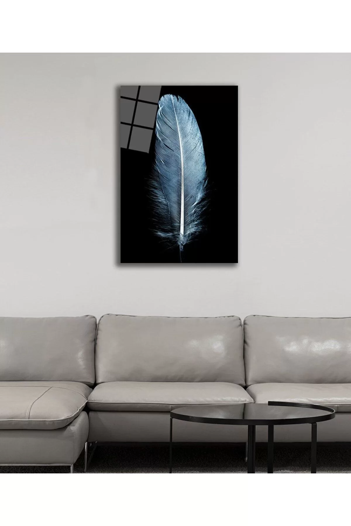 Blue Feather Tempered Glass Table