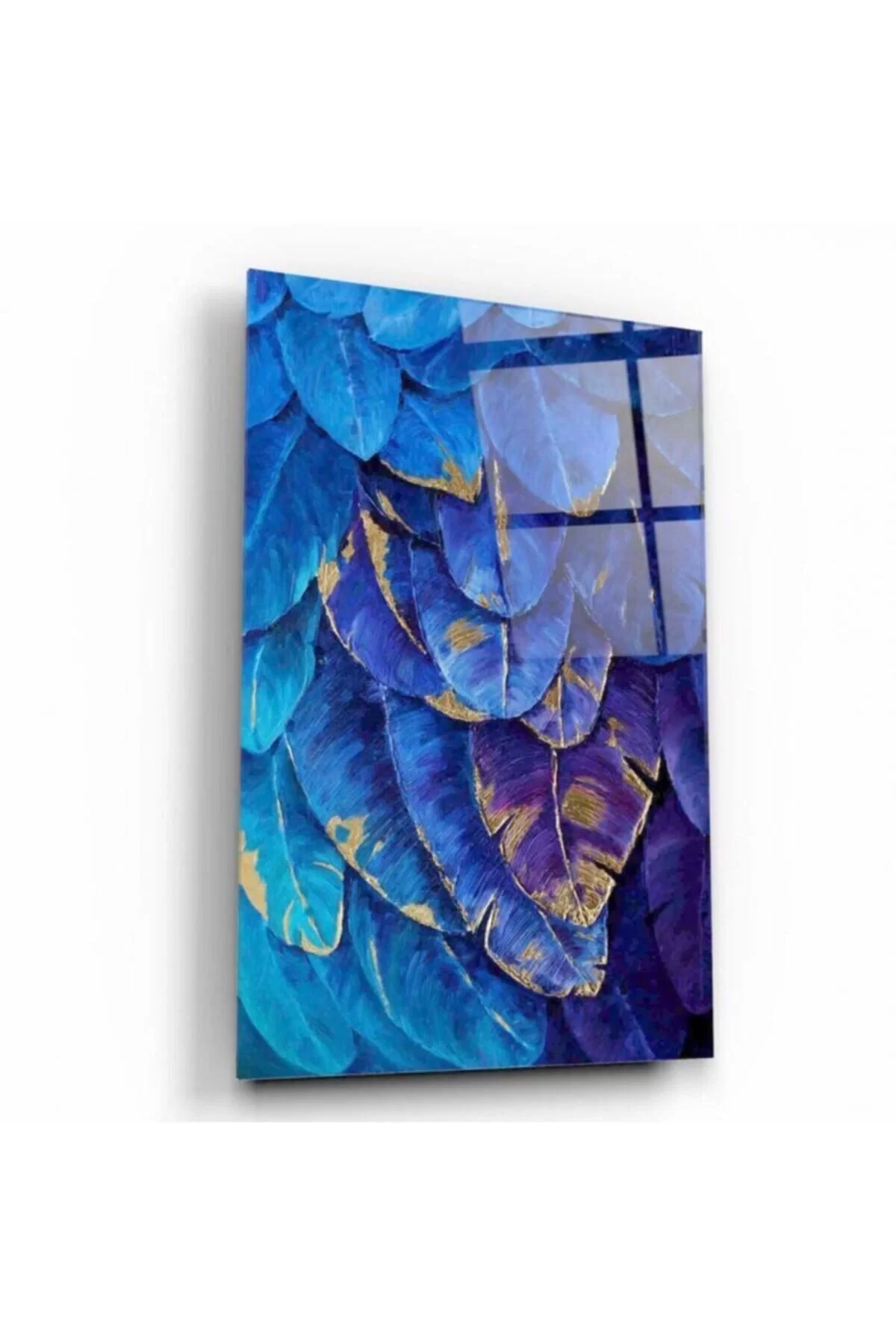 Blue Feathers Glass Painting