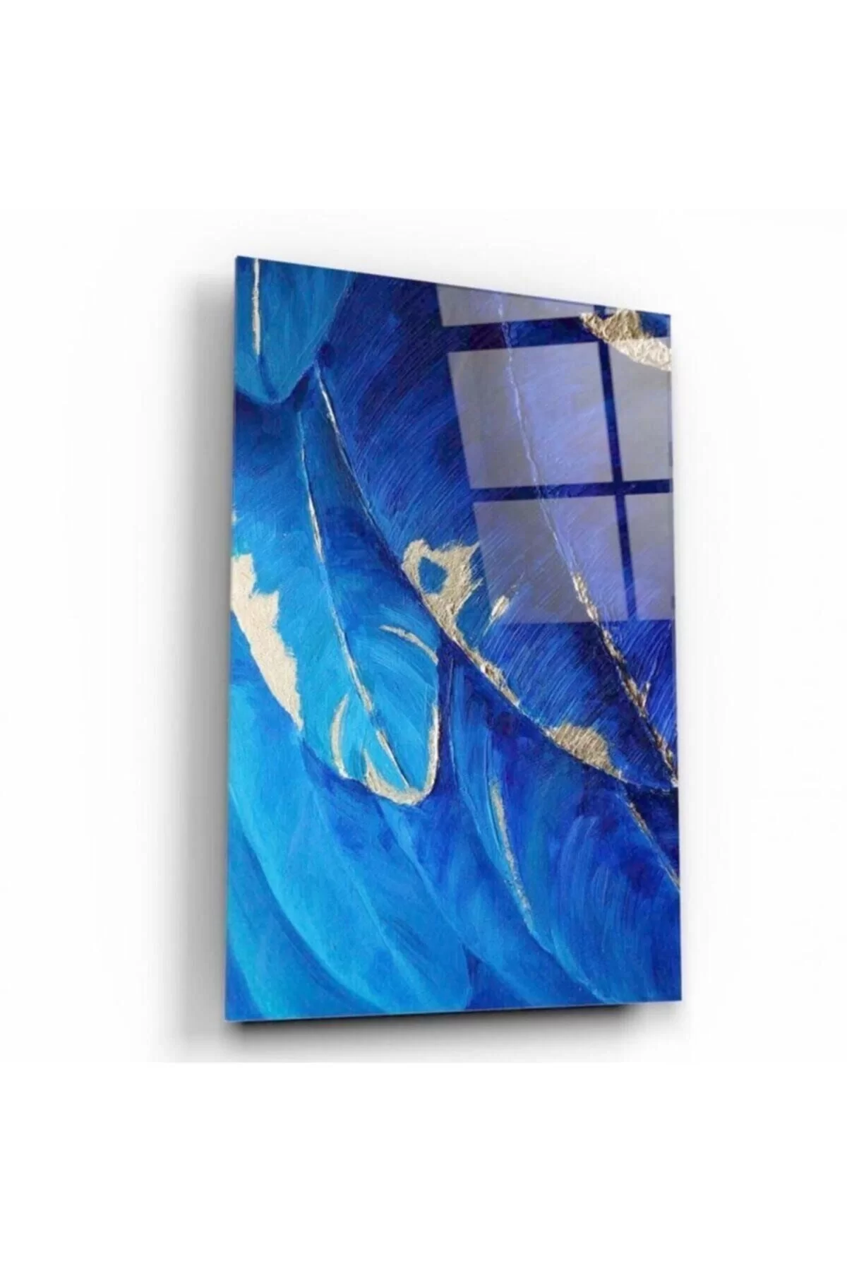 Blue Feathers Glass Painting