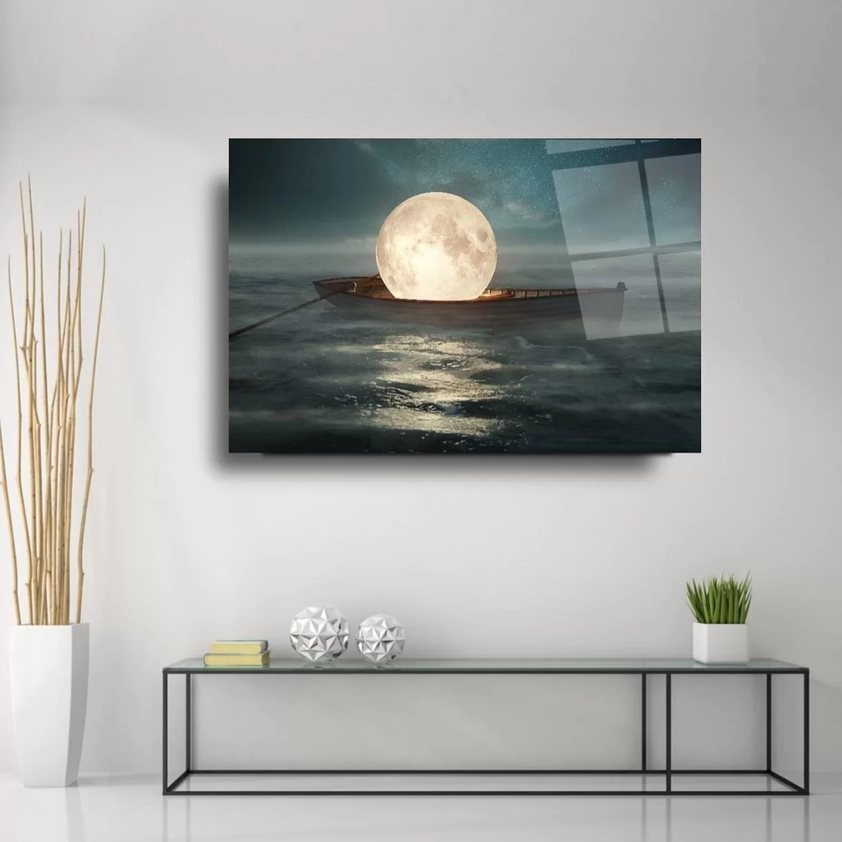 Moonlight and Sea Artistic Glass Painting