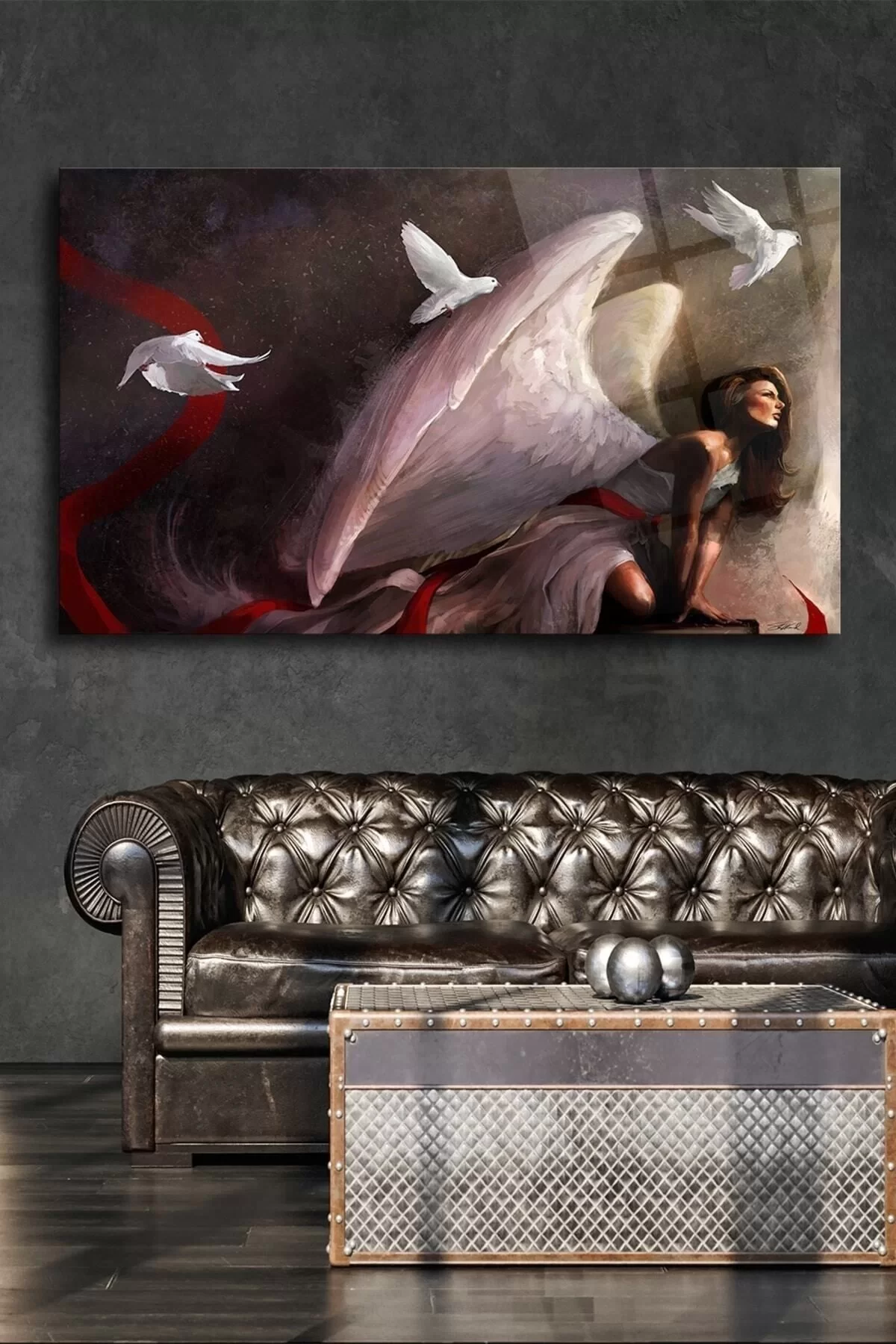 Angel Woman Glass Painting, Wall Decoration Products, Home Decoration, Wall Painting, Home Gift