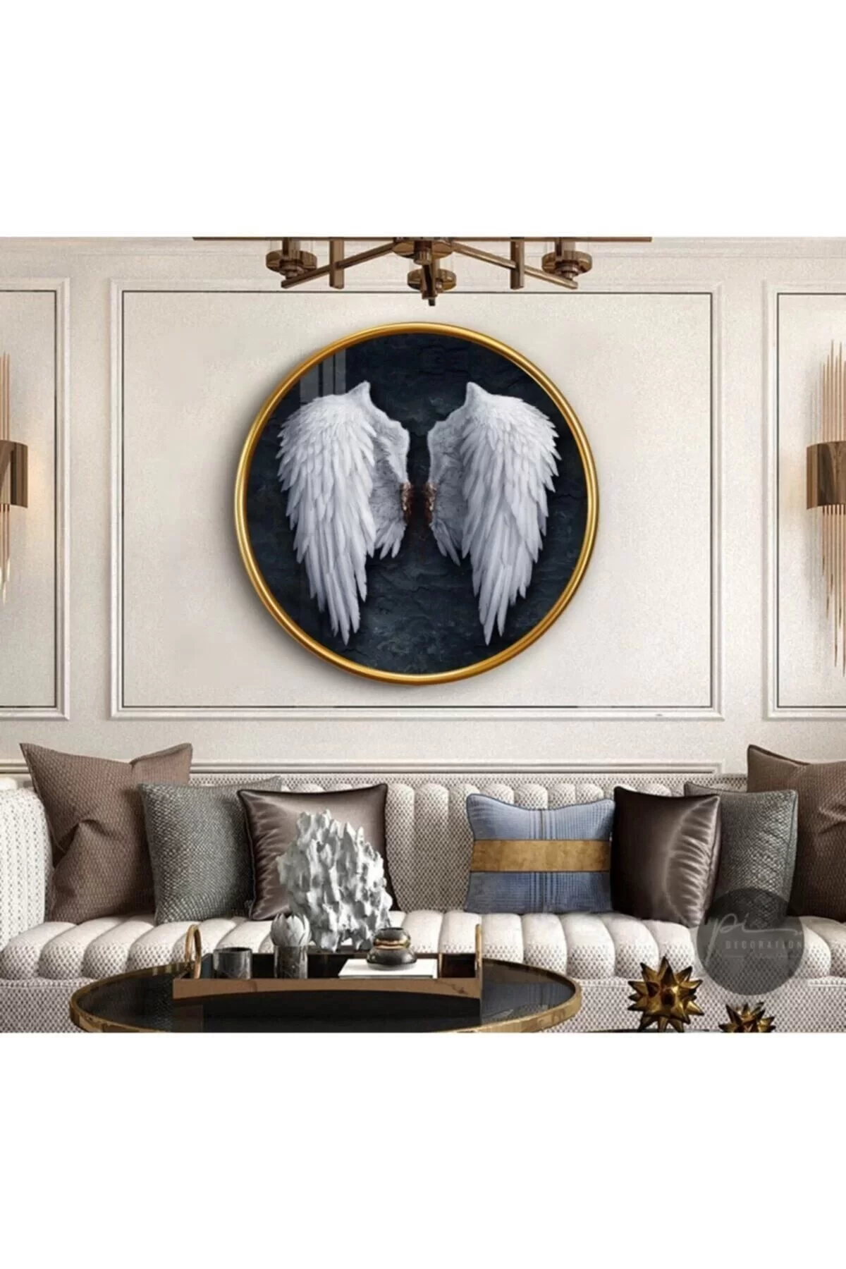 Angel Wing Round Glass Painting